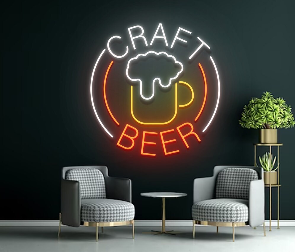 Craft Beer Cup Glass Foam Neon Sign Beer Wall Decor