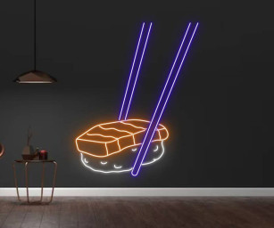 Eat Sushi Chopsticks Neon Sign Sushi Restaurant Decor