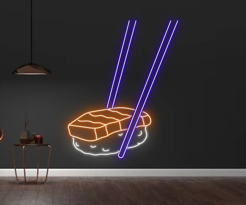 Eat Sushi Chopsticks Neon Sign Sushi Restaurant Decor