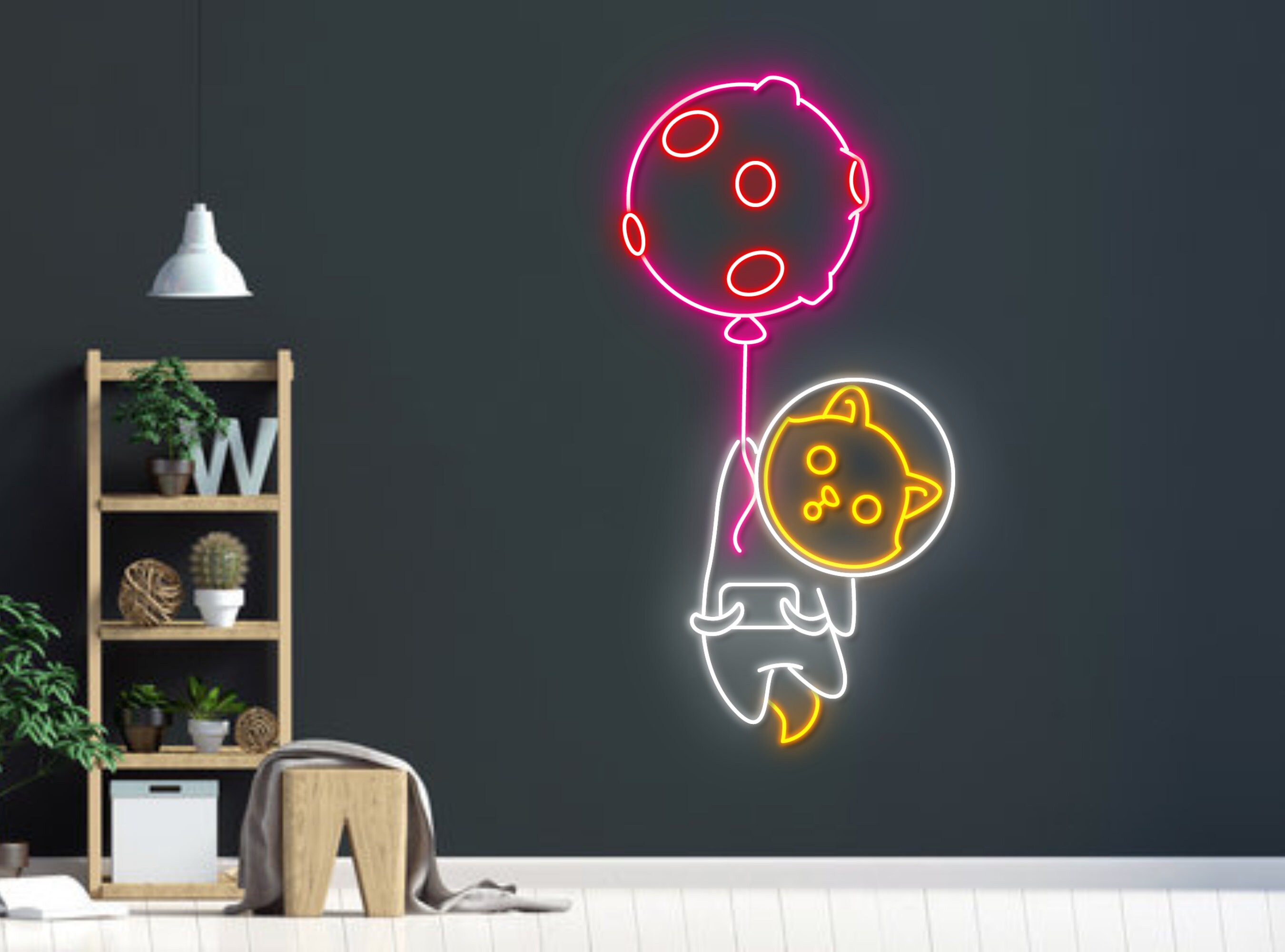 Dog Astronaut Virus Neon Sign