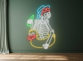 Skull Drink Beer Neon Sign Halloween Party Decor