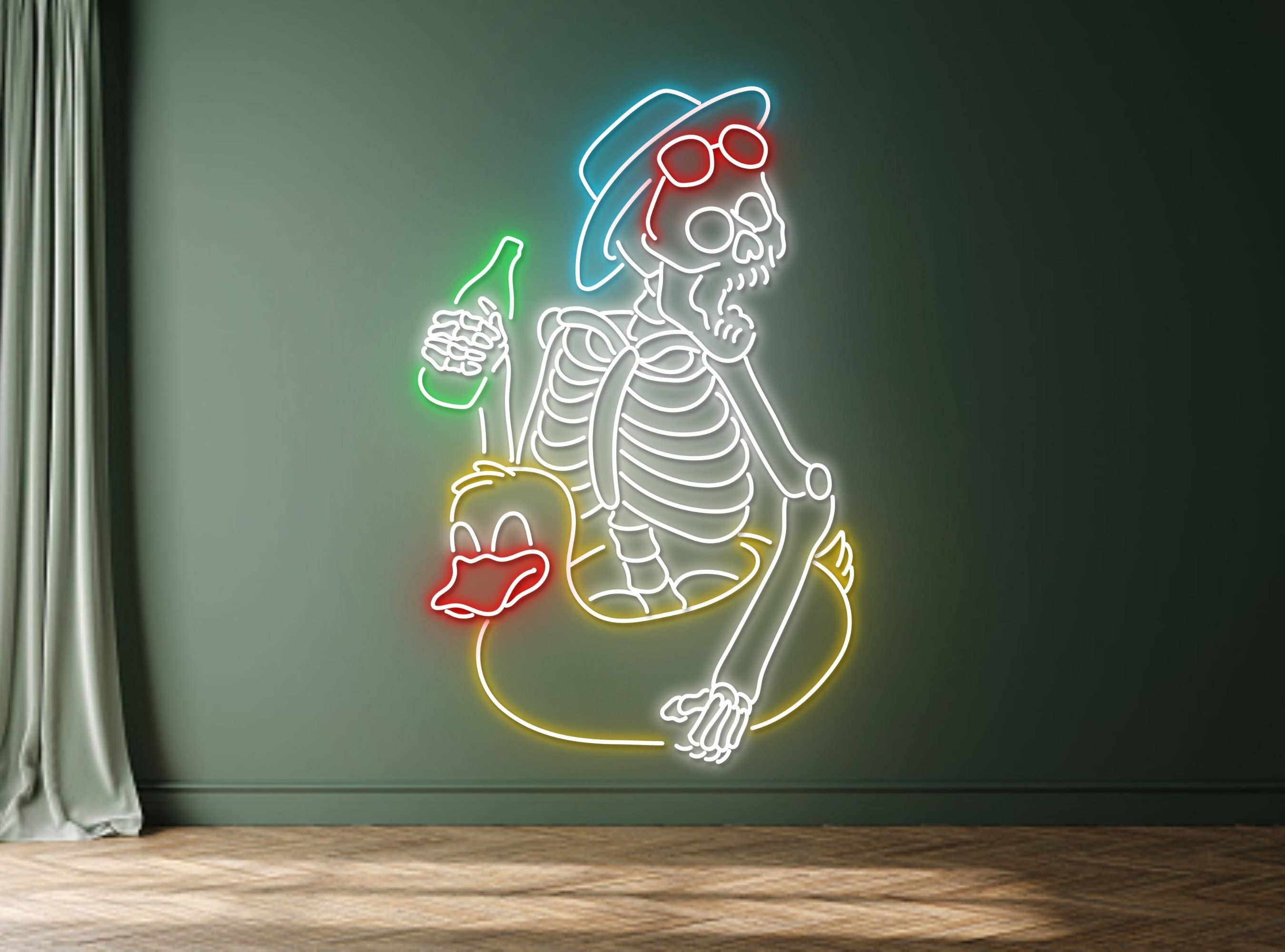 Skull Drink Beer Neon Sign Halloween Party Decor