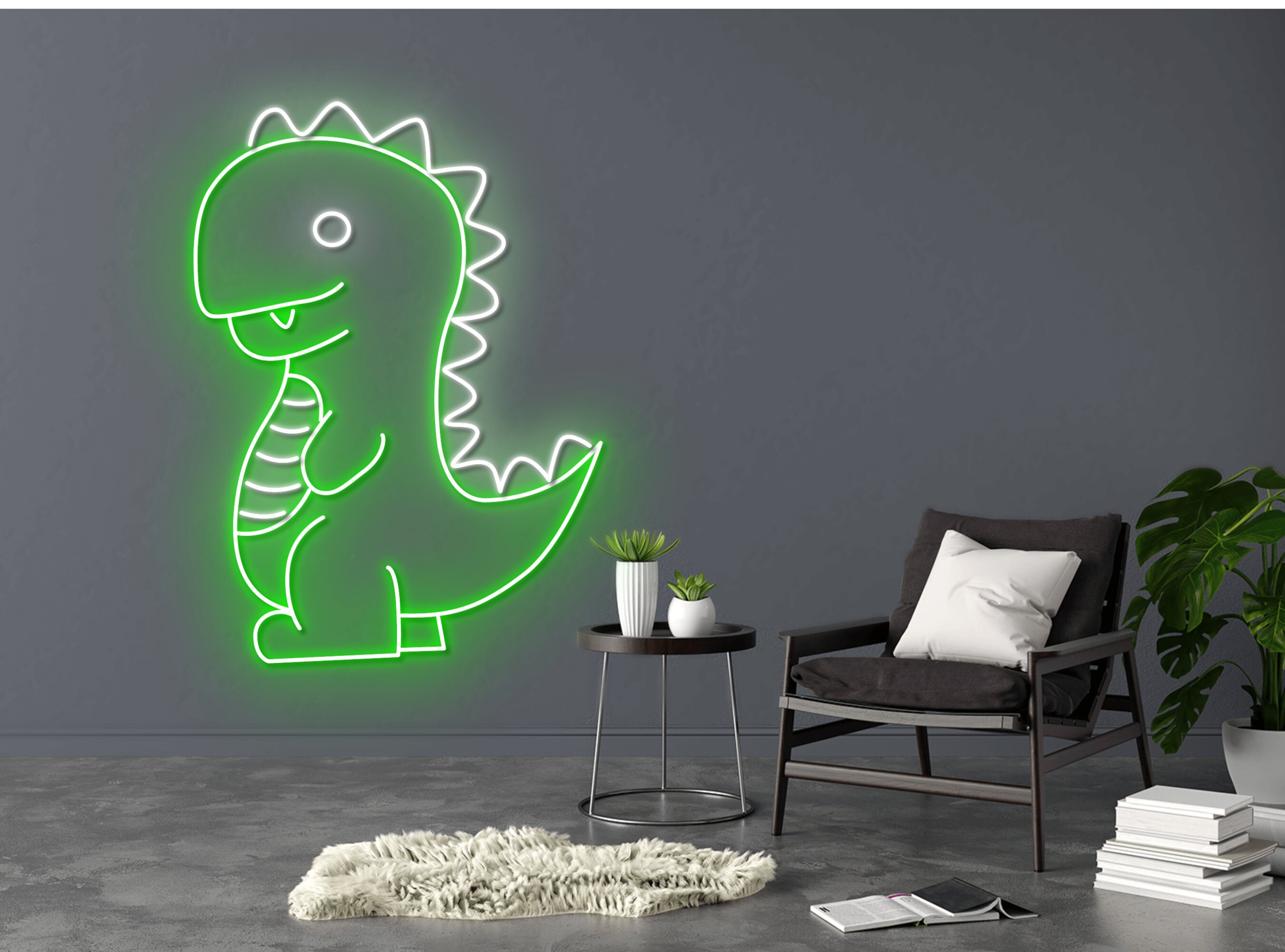 Chibi Cartoon Dinosaur Neon Sign Wall Decor