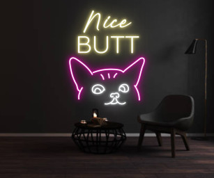 Cat Nice Butt Neon Sign Handmade Neon