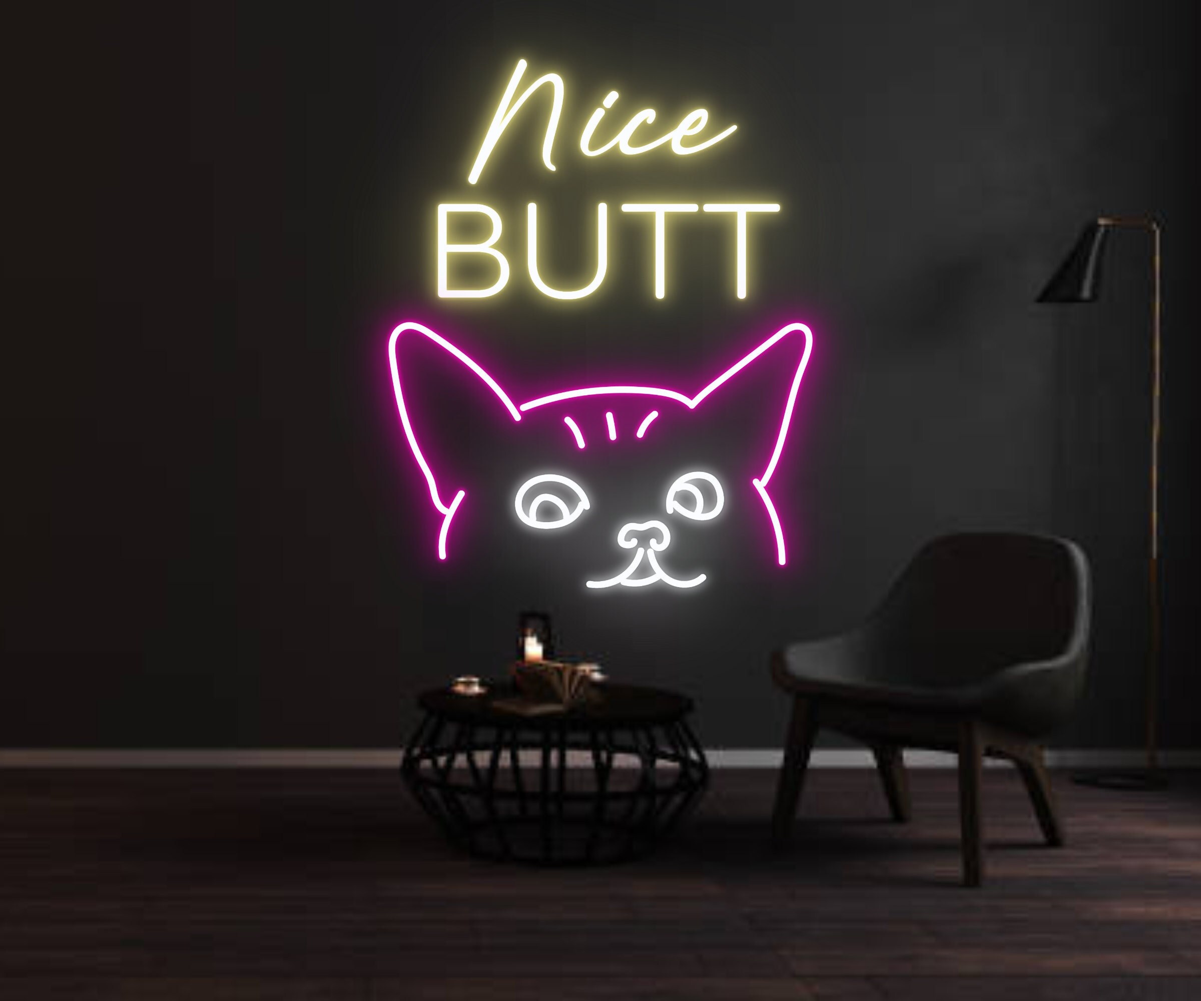 Cat Nice Butt Neon Sign Handmade Neon