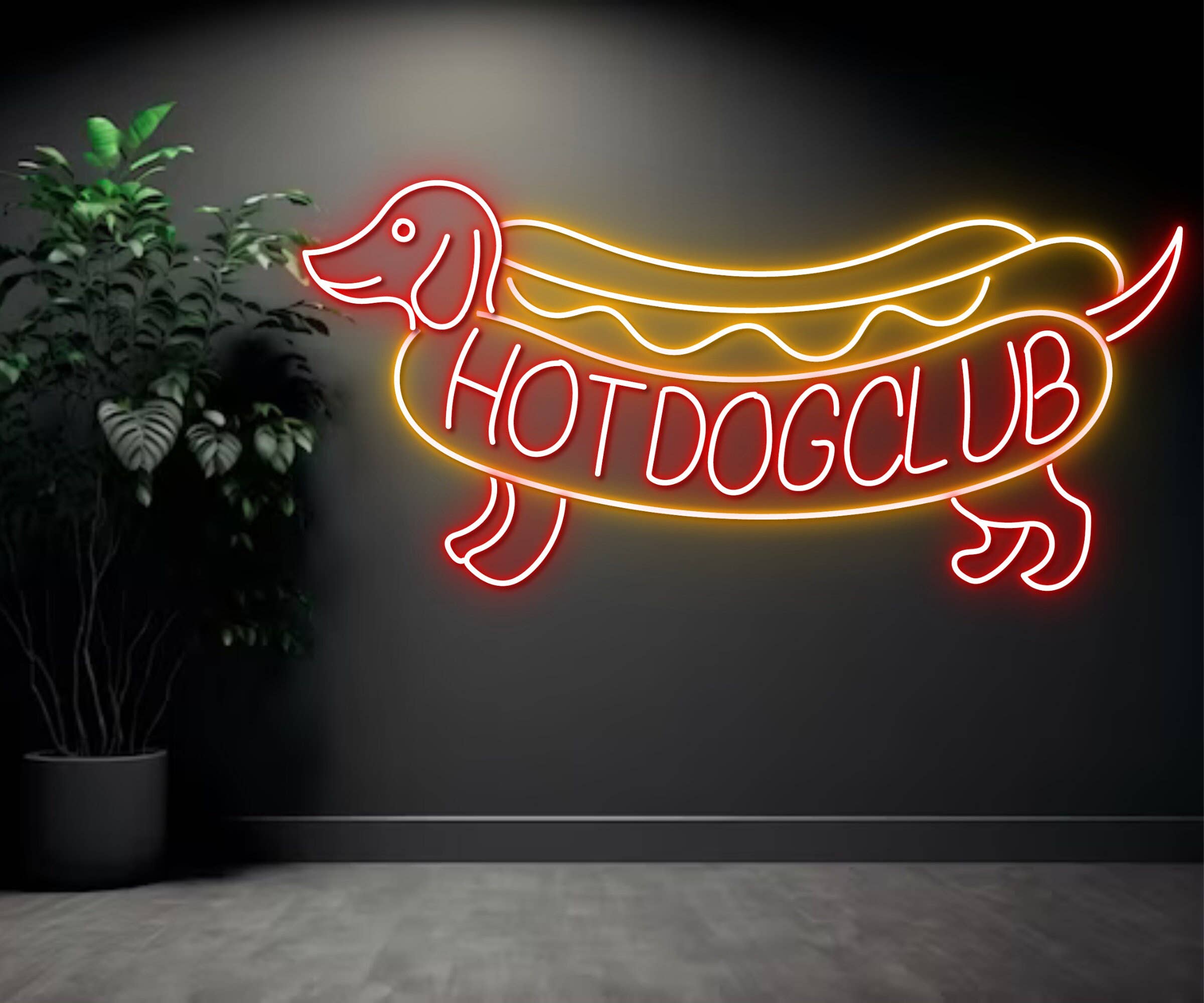 Sausage Dog Club Neon Sign Hotdog Wall Decor Neon Sign