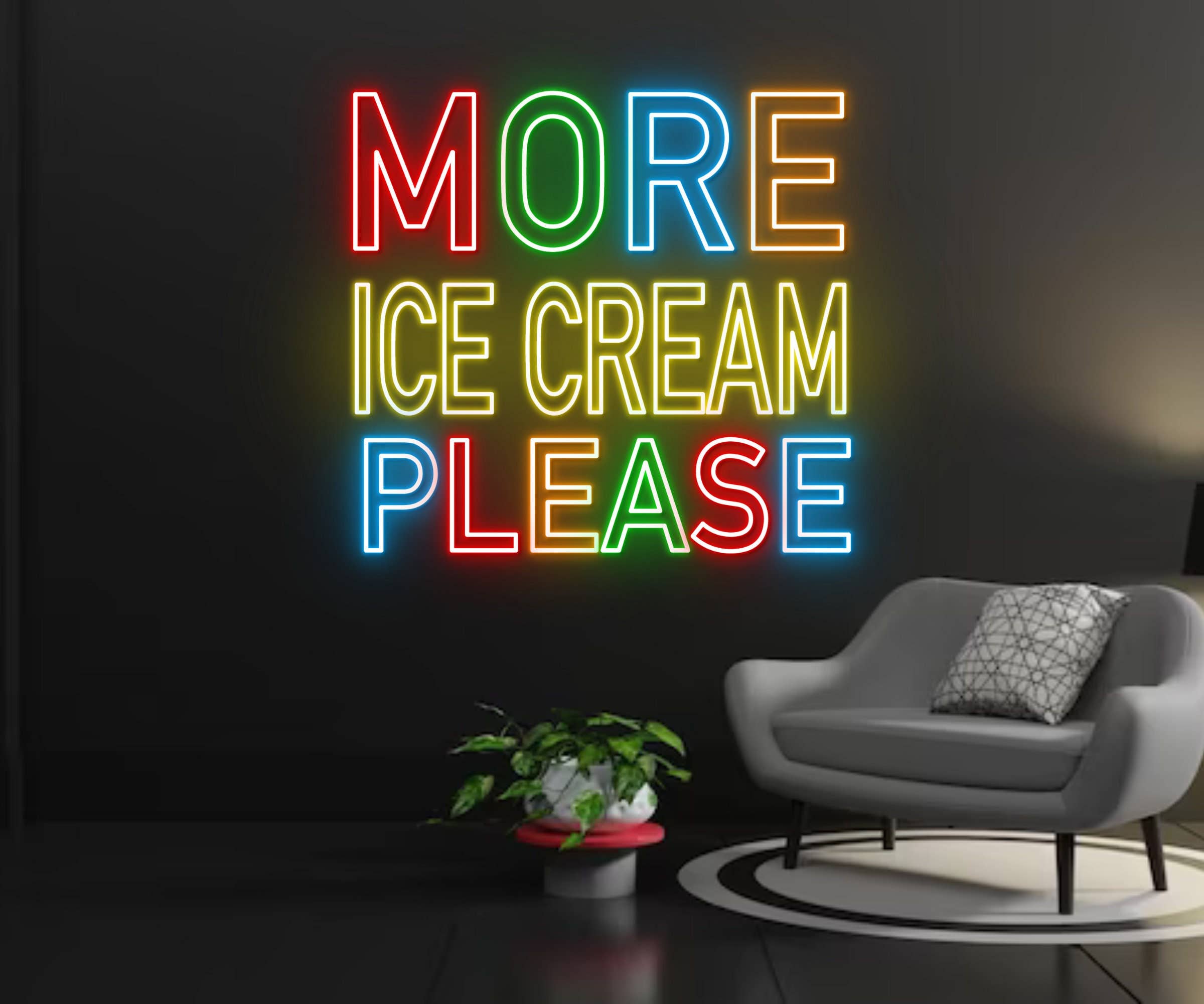 More Ice Cream Please Neon Sign Ice Cream Parlor Wall Art