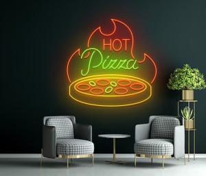 Hot Pizza Restaurant Neon Sign Pizza Restaurant Wall Decor