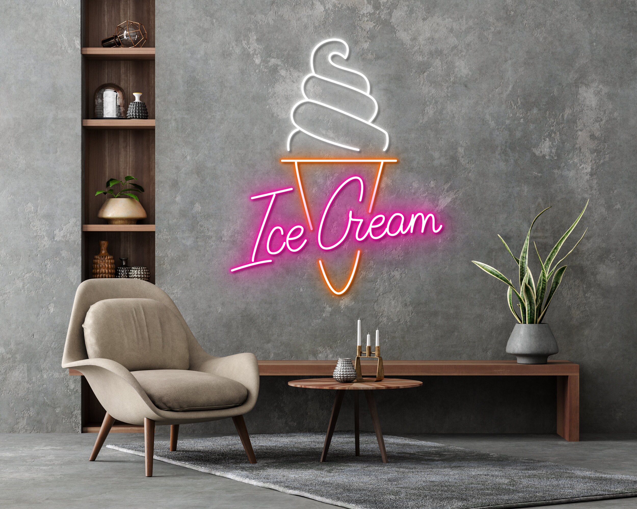 Ice Cream Neon Sign Decoration Gift Wall Art