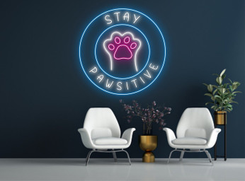 Stay Pawsitive Cat Neon Sign