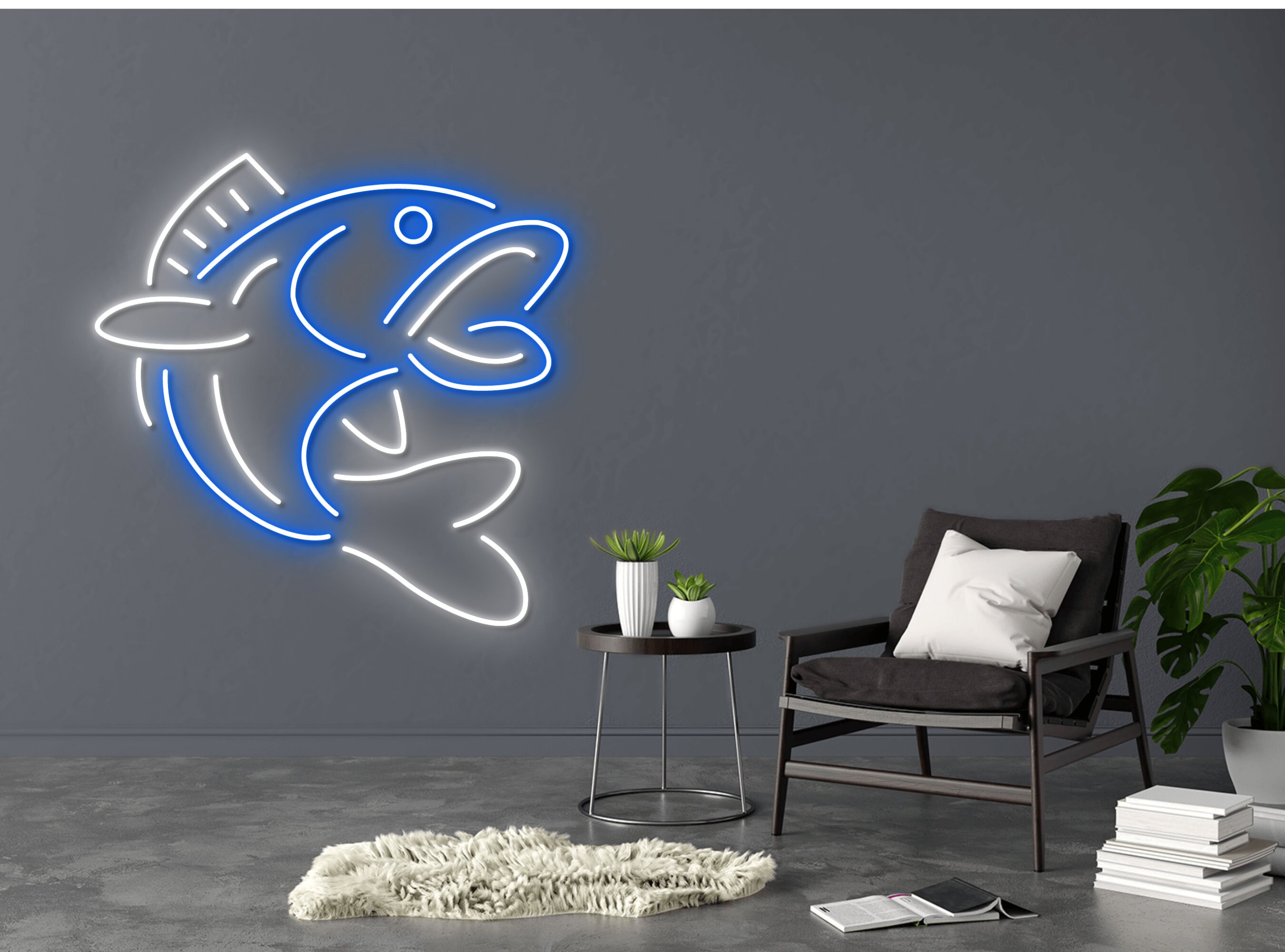 Bass Fish Neon Sign Decoration Gift Wall Hanging Gift