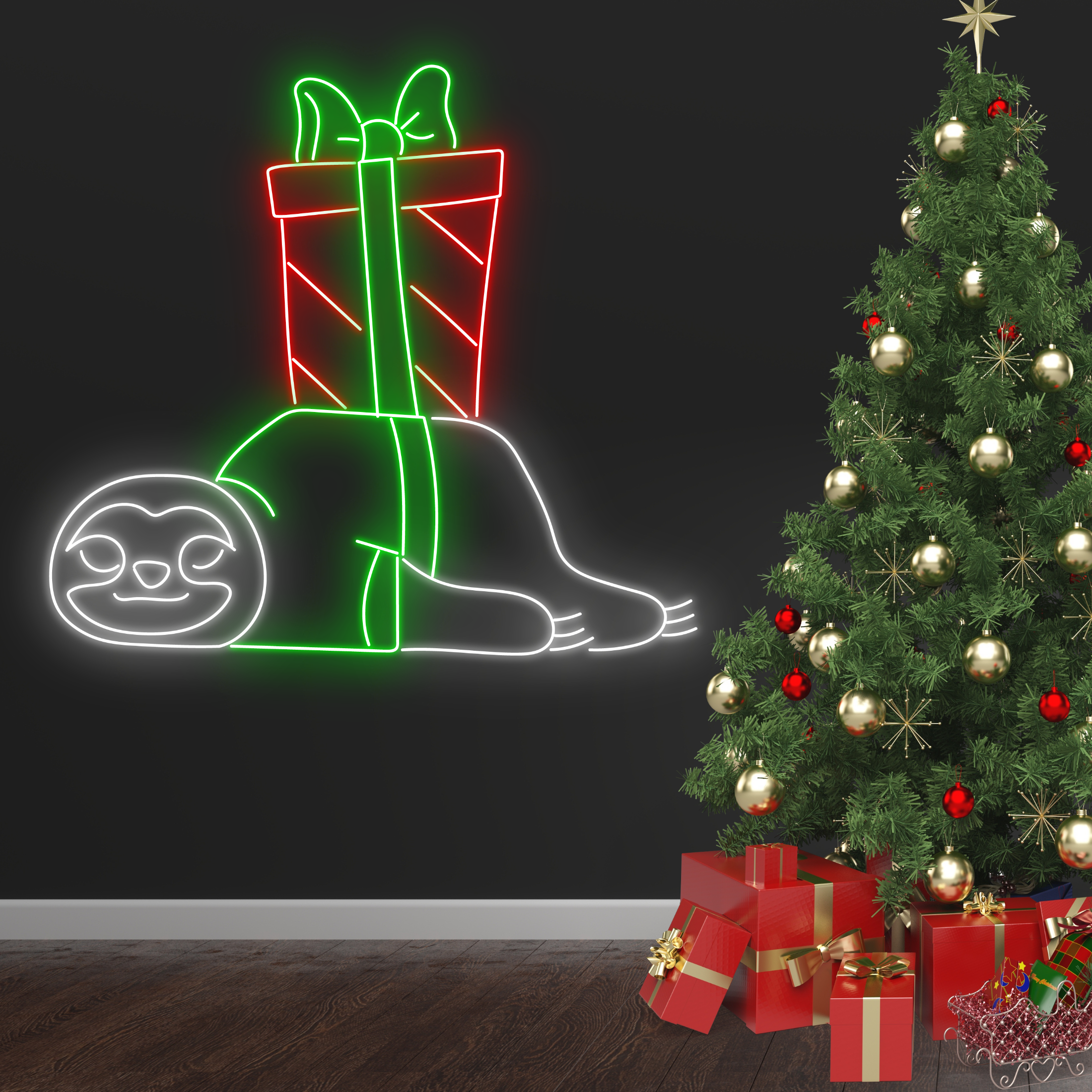Lazy Sloth Christmas Gift Neon Sign Christmas Decoration