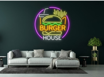 Burger House Neon Sign Restaurant Decor