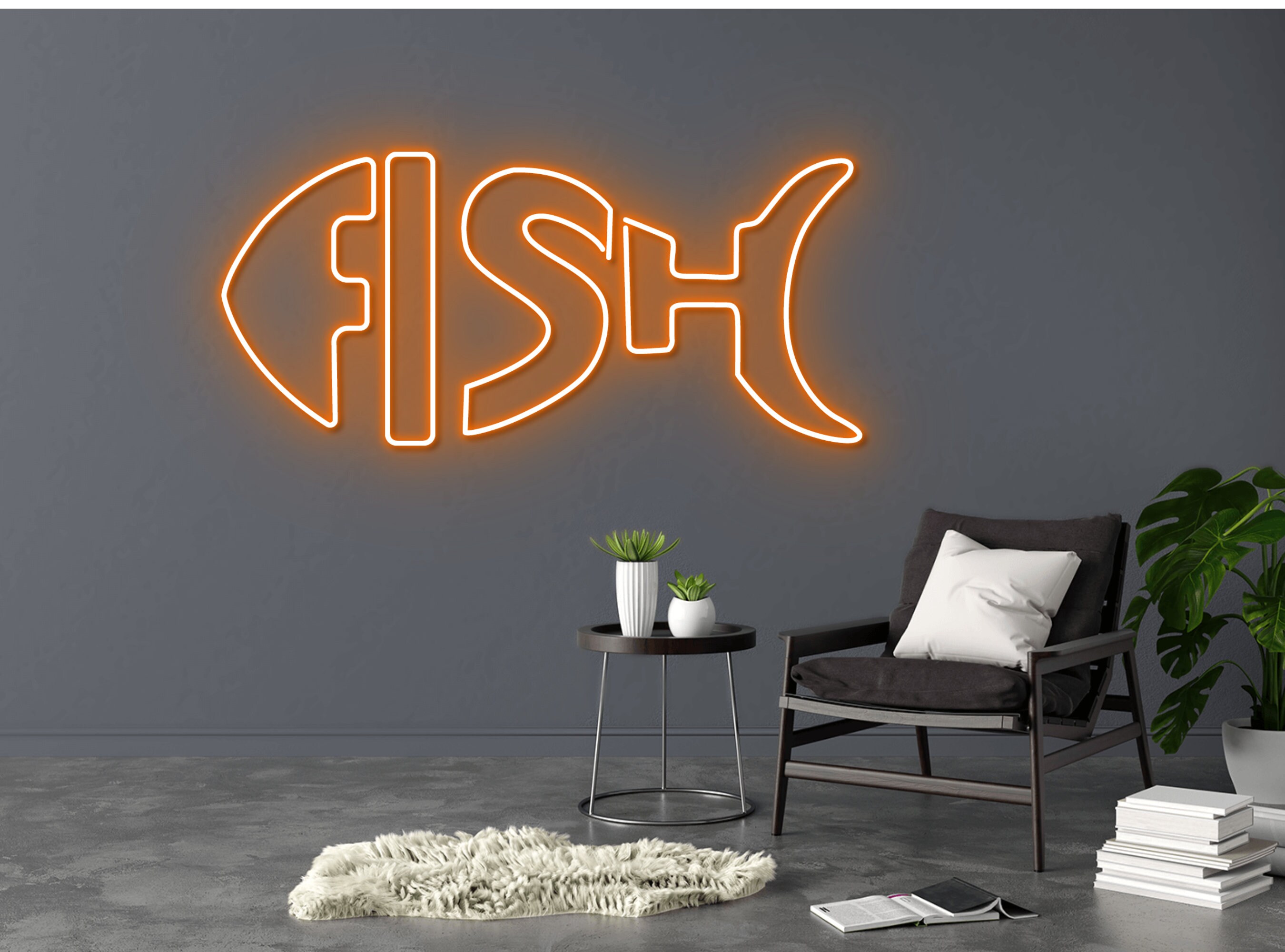 Skeleton Fish Neon Sign Wall Decoration
