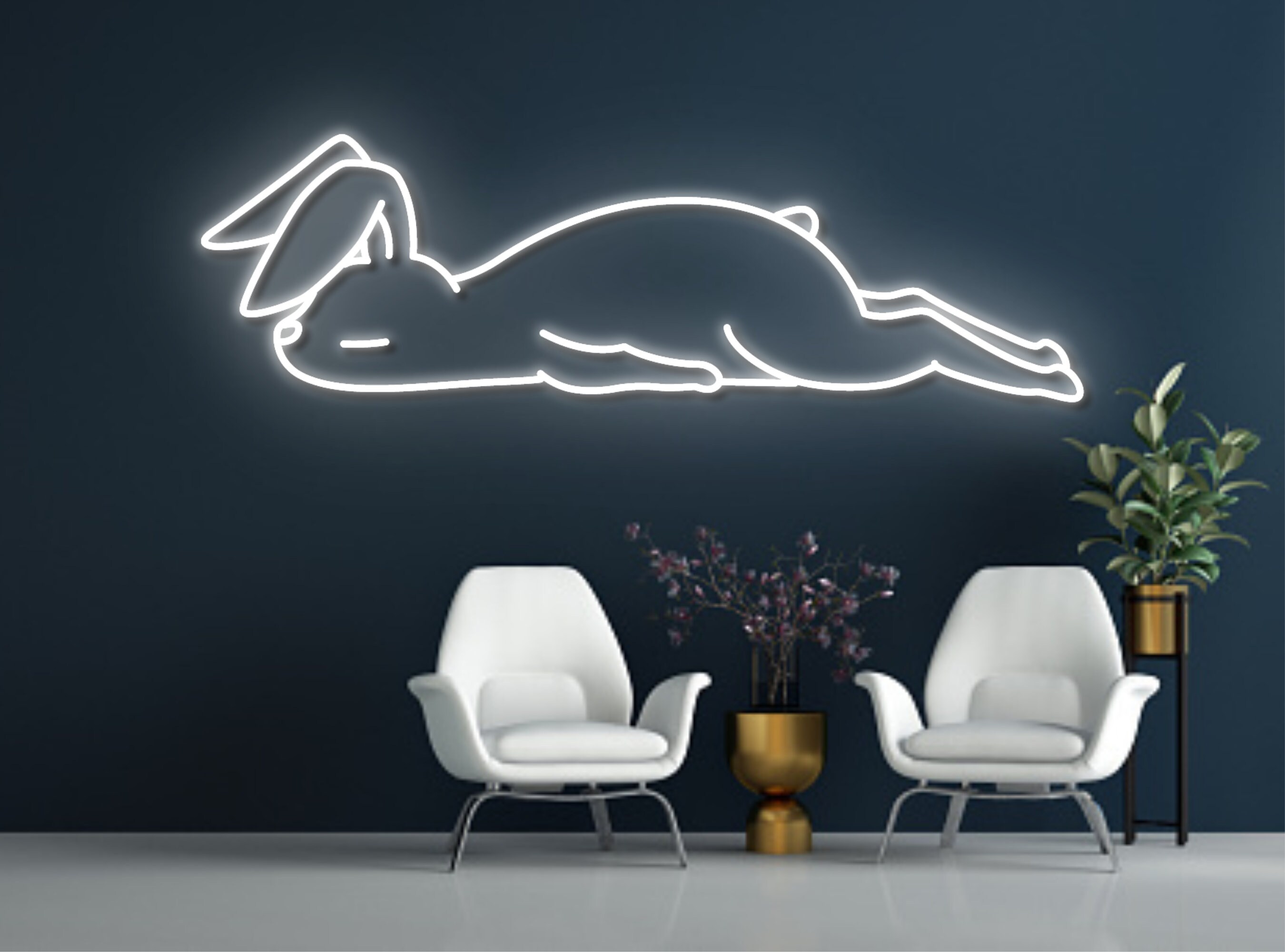 Lazy Bunny Rabbit Neon Sign