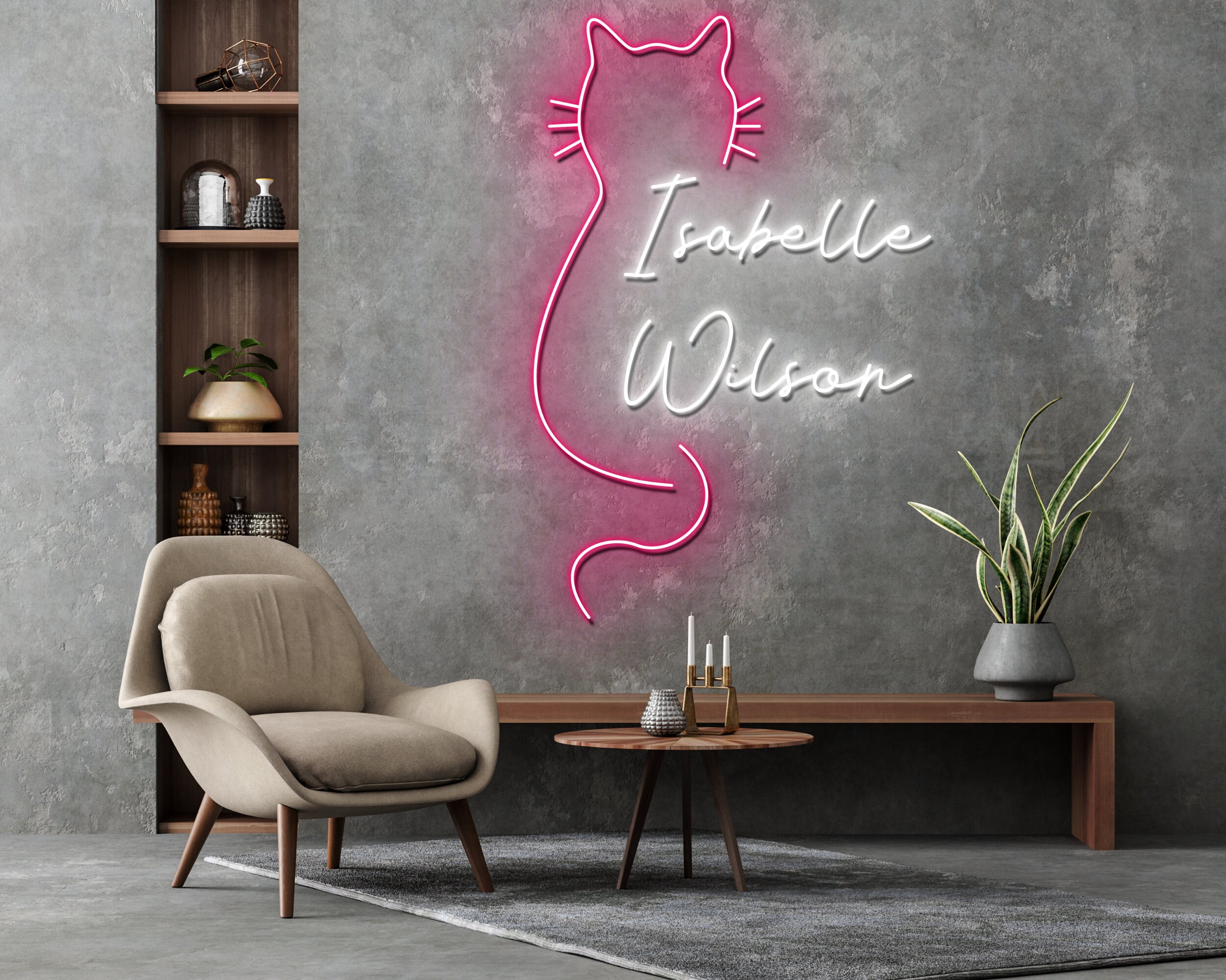 Custom Cat Line Art Neon Sign Wall Art Decor