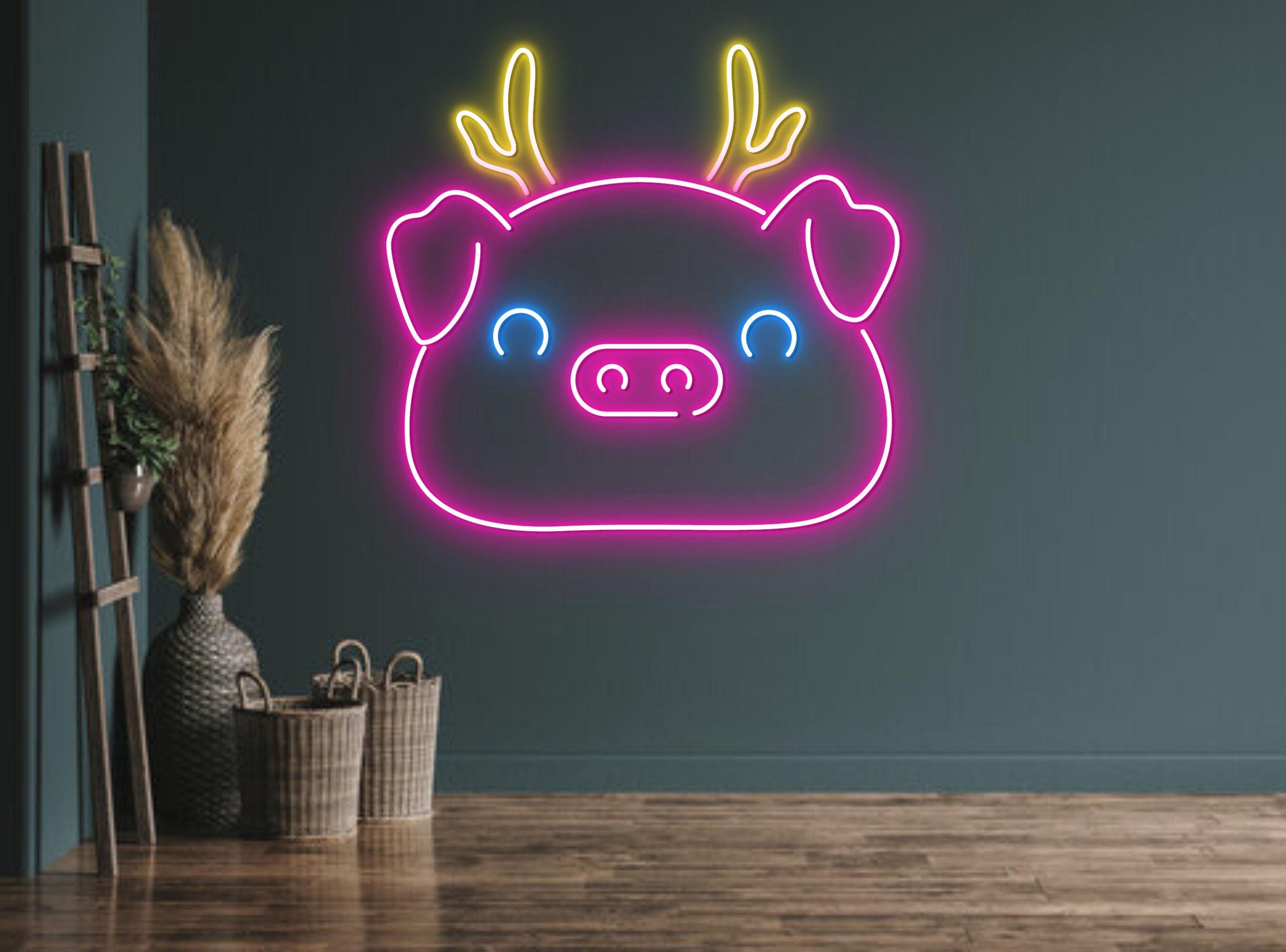 Pig Line Art Neon Signs Decoration Gift Wall Hanging Gift