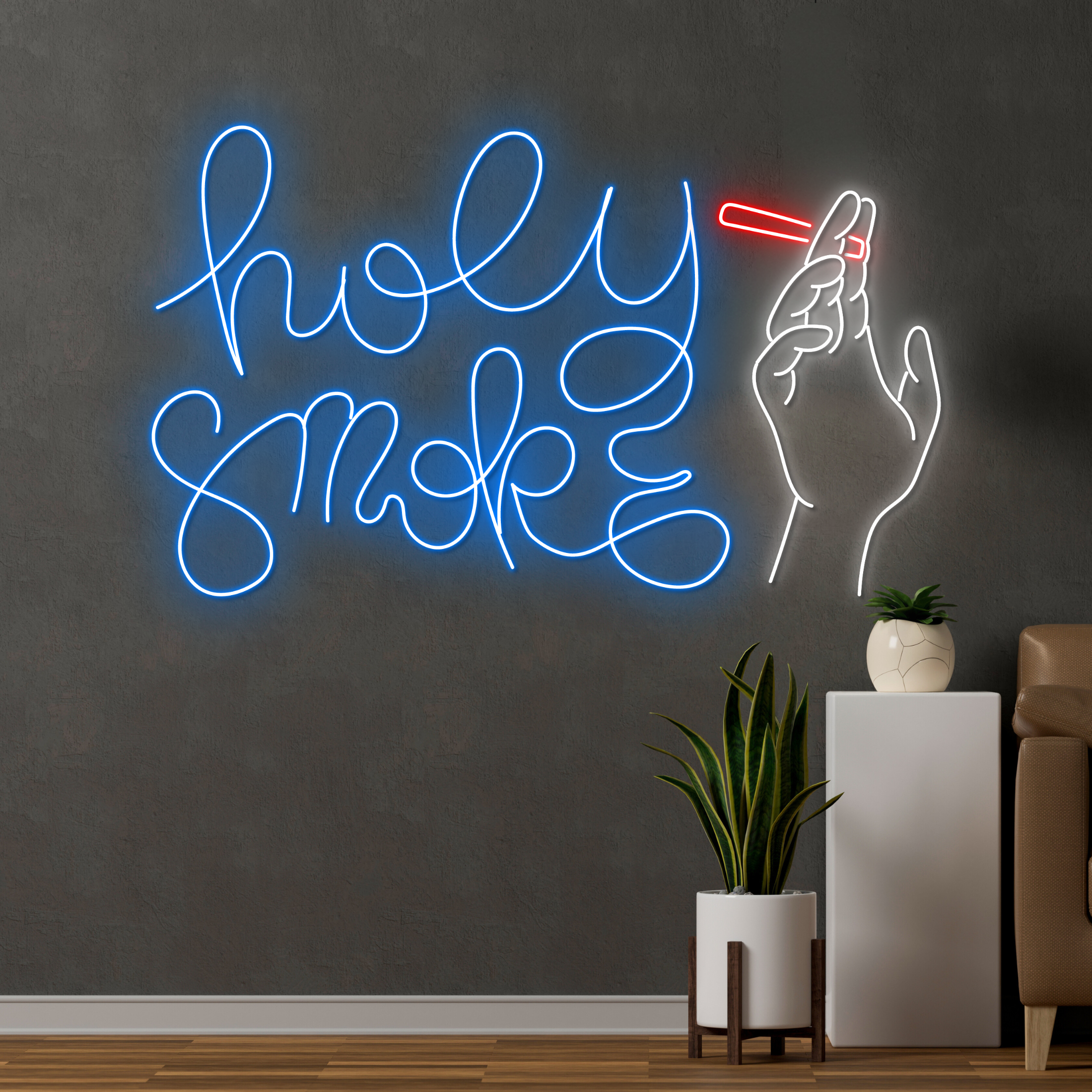 Holy Smoke Neon Sign Cigar Shop Store Signboard Decor