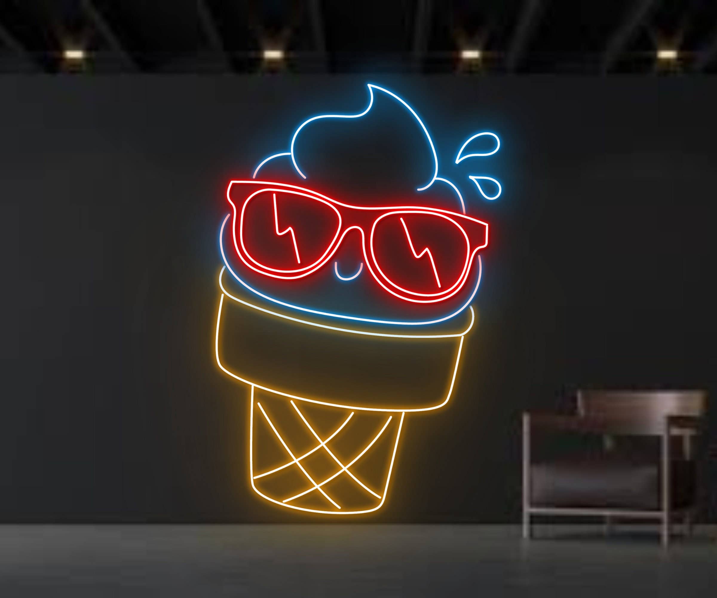 Ice Cream Glasses Neon Sign Ice Cream Parlor Wall Decor
