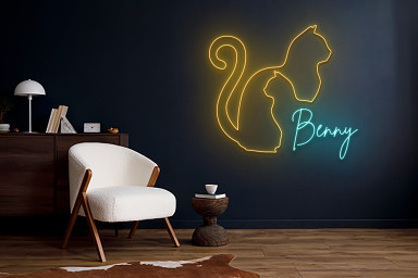 Custom Name Cat Line Art Neon Sign