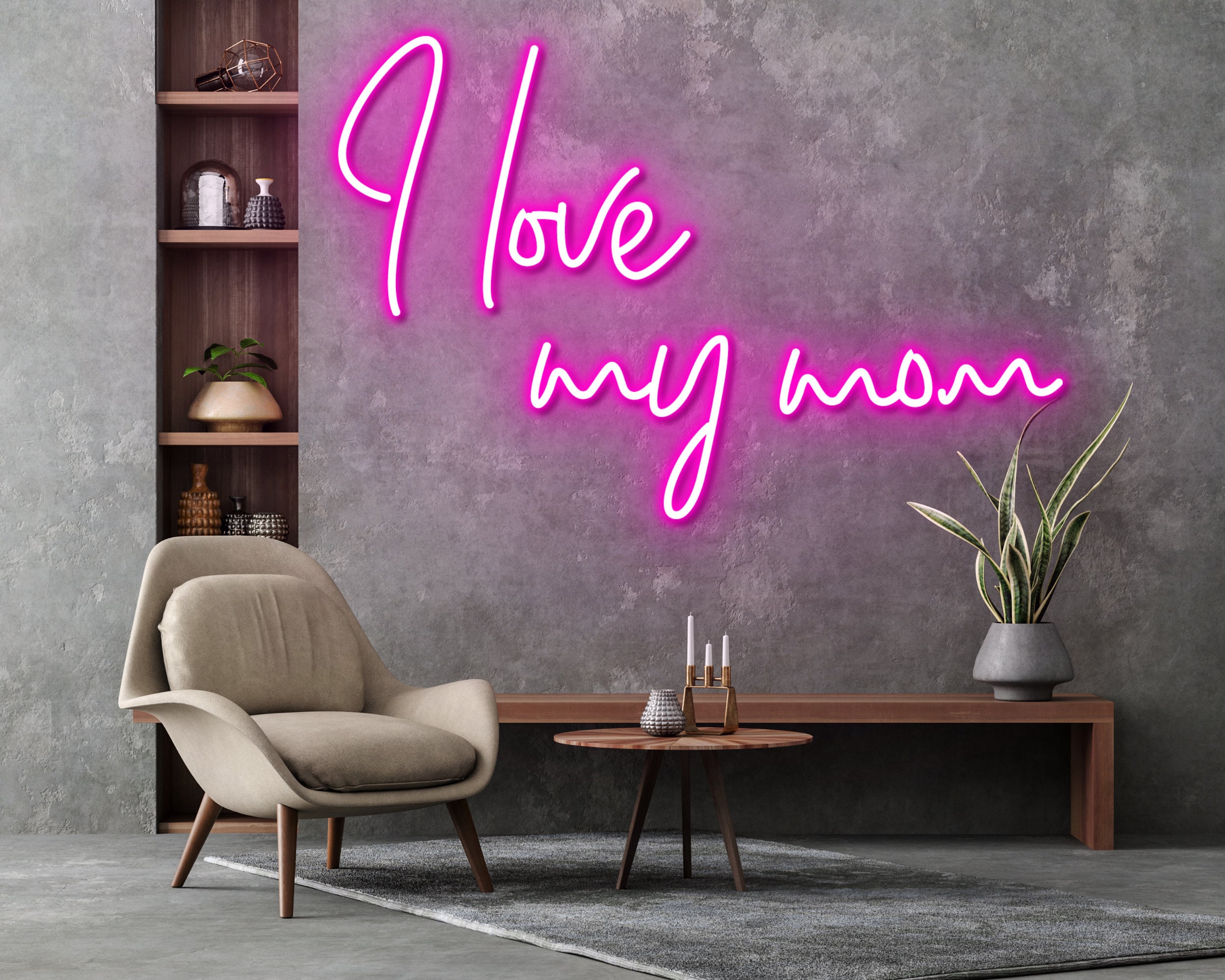 I Love You Mom Neon Sign Hanging Sign Wall Art