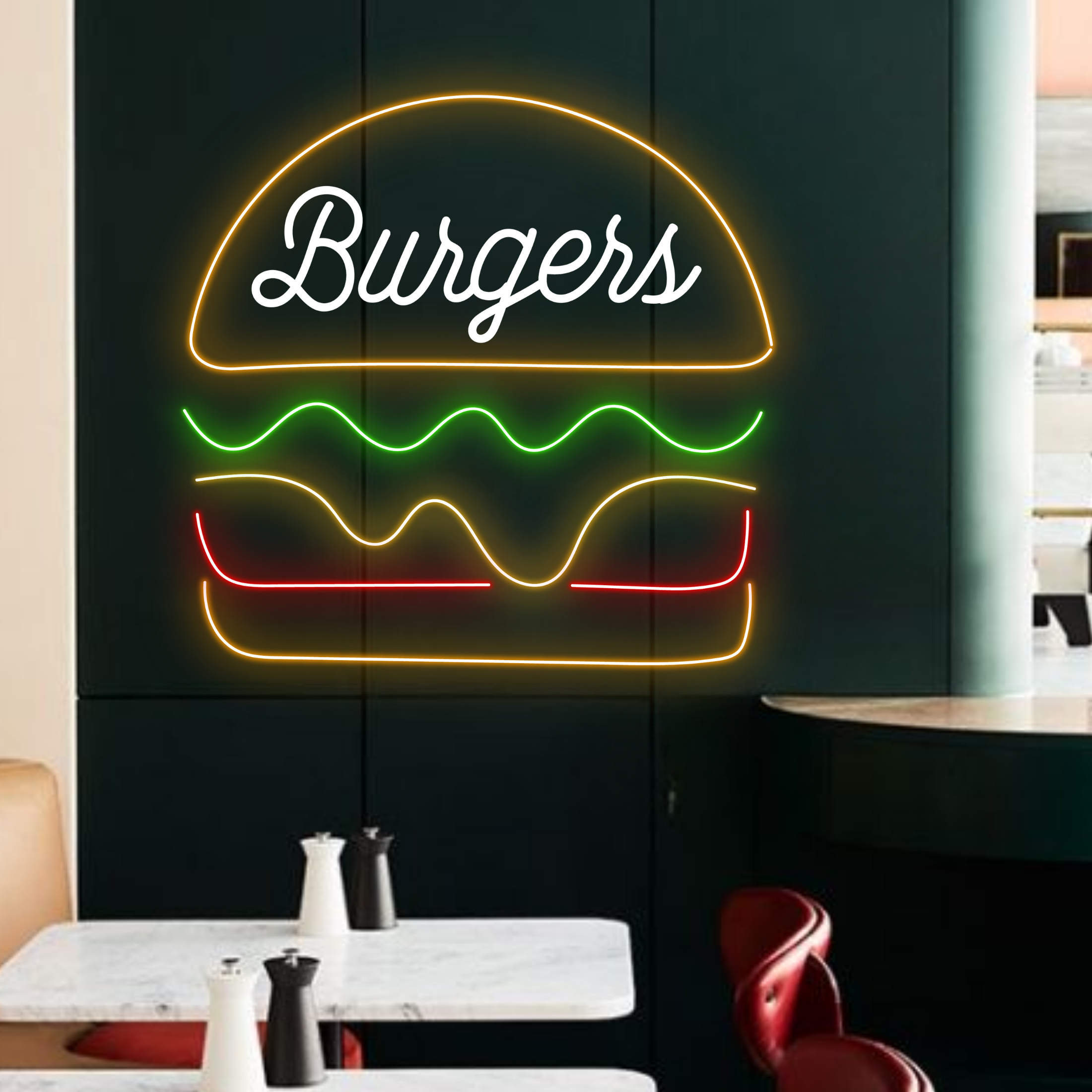 Burgers Neon Signs Fast Food Signboard