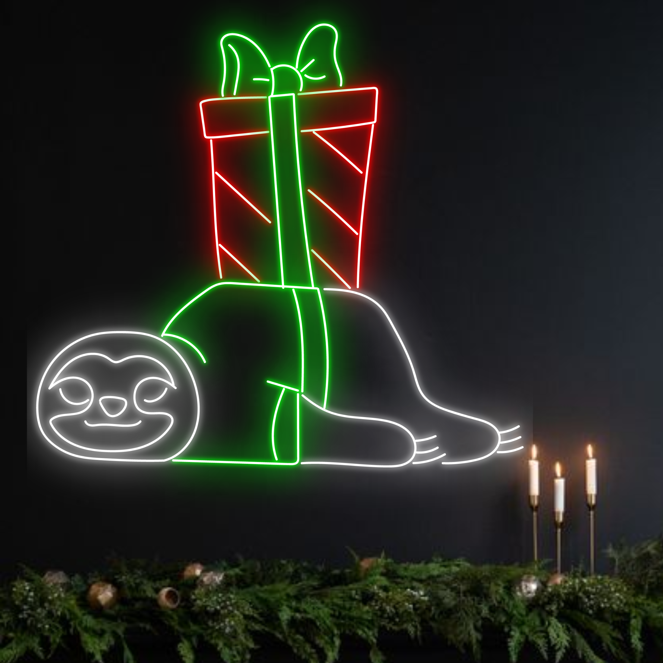 Lazy Sloth Christmas Gift Neon Sign Christmas Decoration