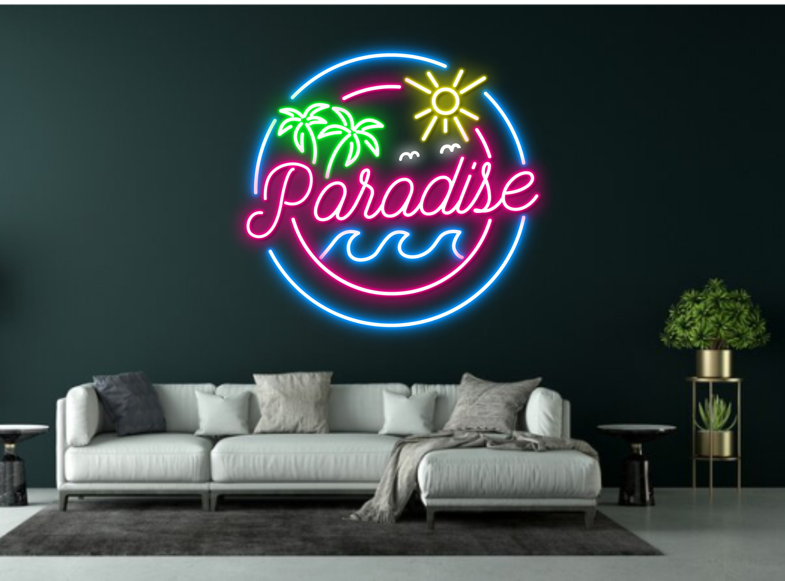 Paradise Beach View Neon Sign