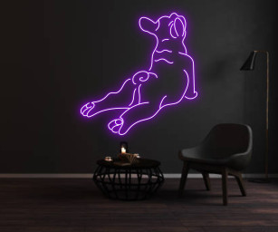Lazy Lying Pug French Bulldog Neon Sign