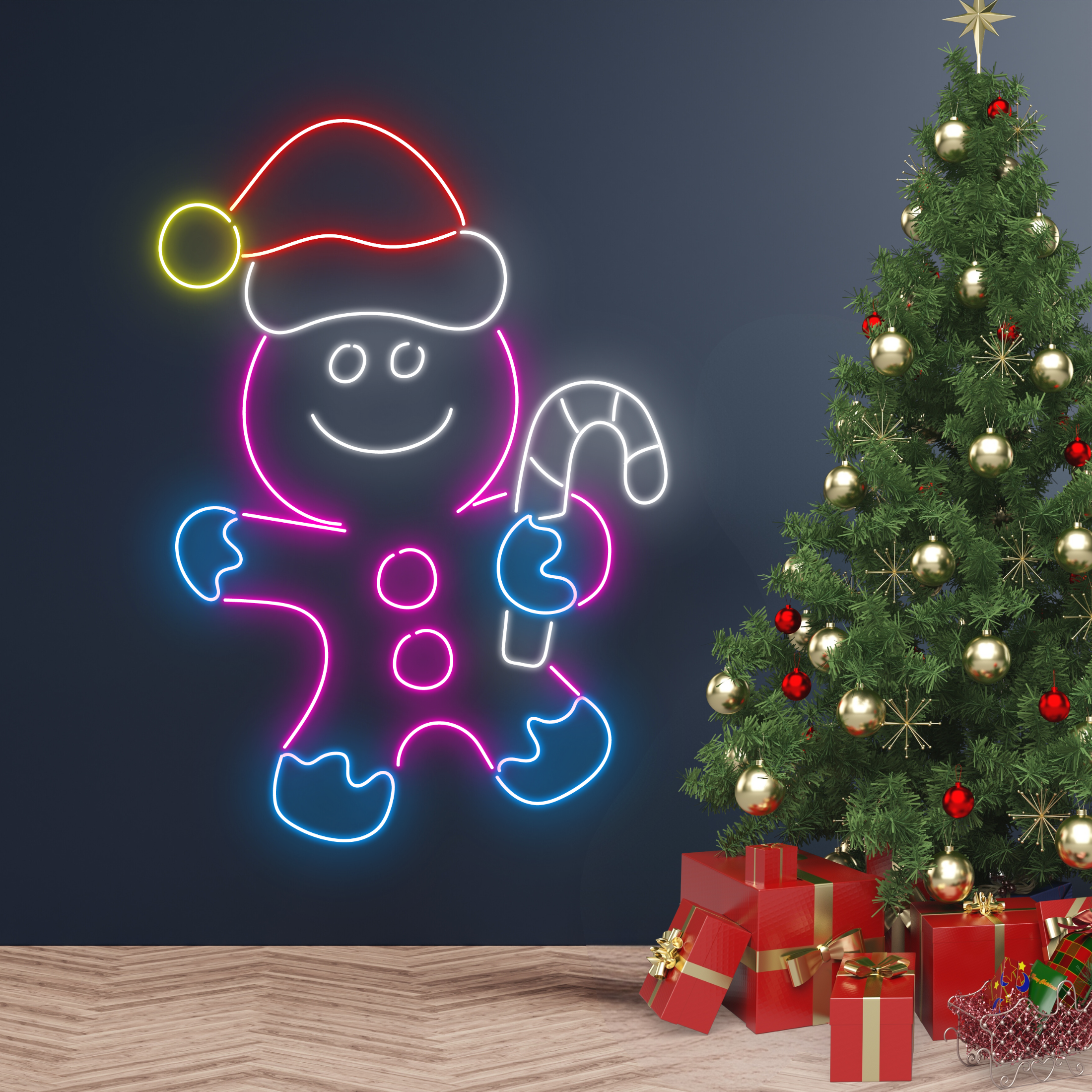 Gingerbread Man Neon Sign Christmas Long-Lasting Light Decor
