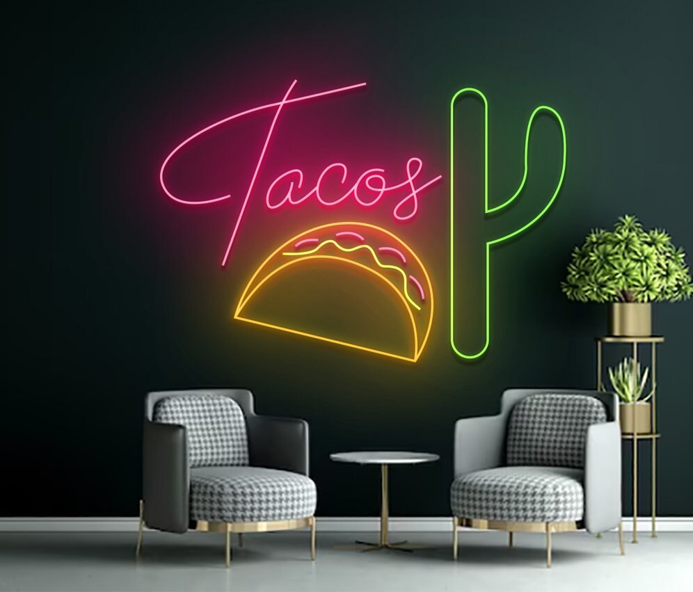 Taco Neon Sign Mexican Food Art