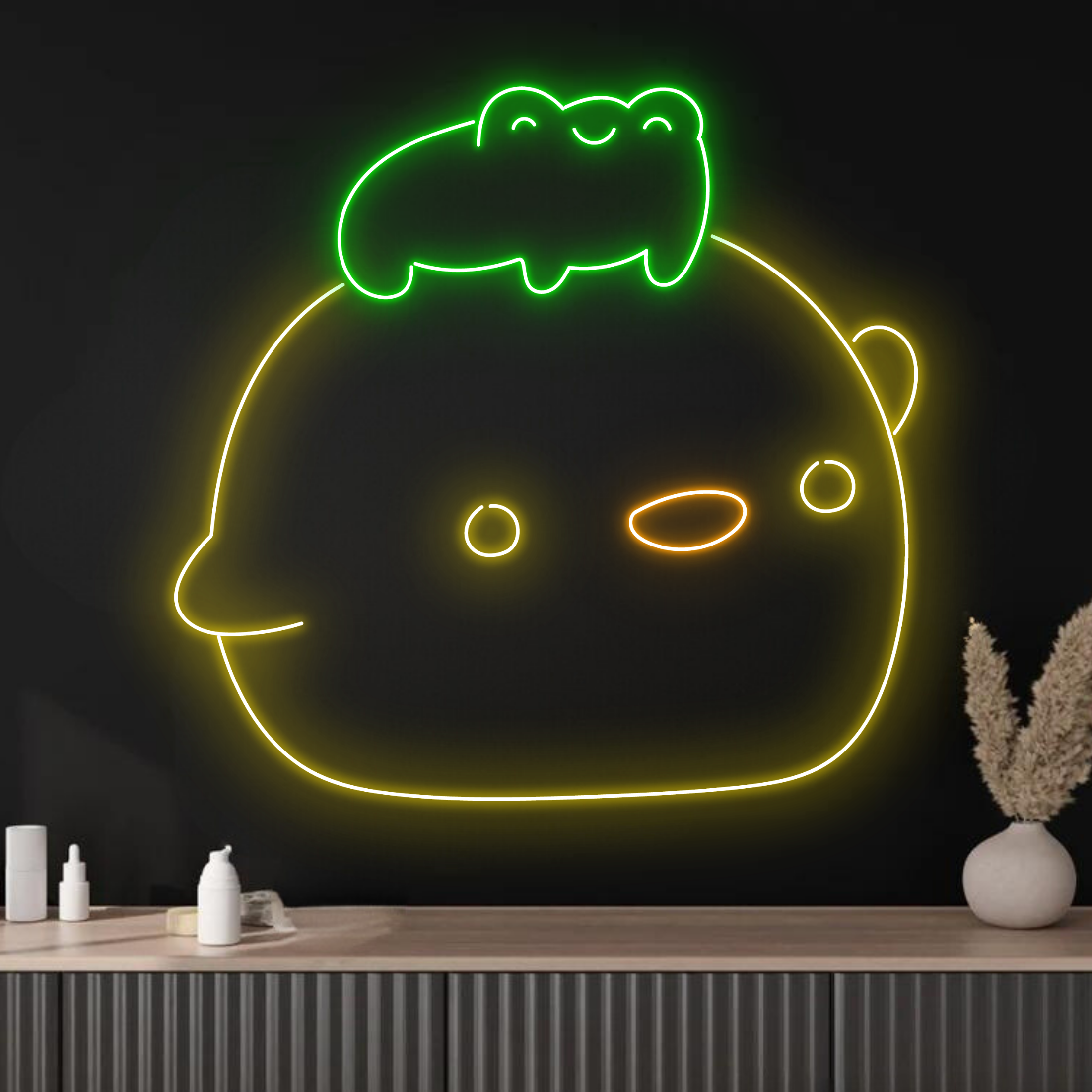 Cute Duck and Frog Neon Sign Animal Long-lasting Wall Decor