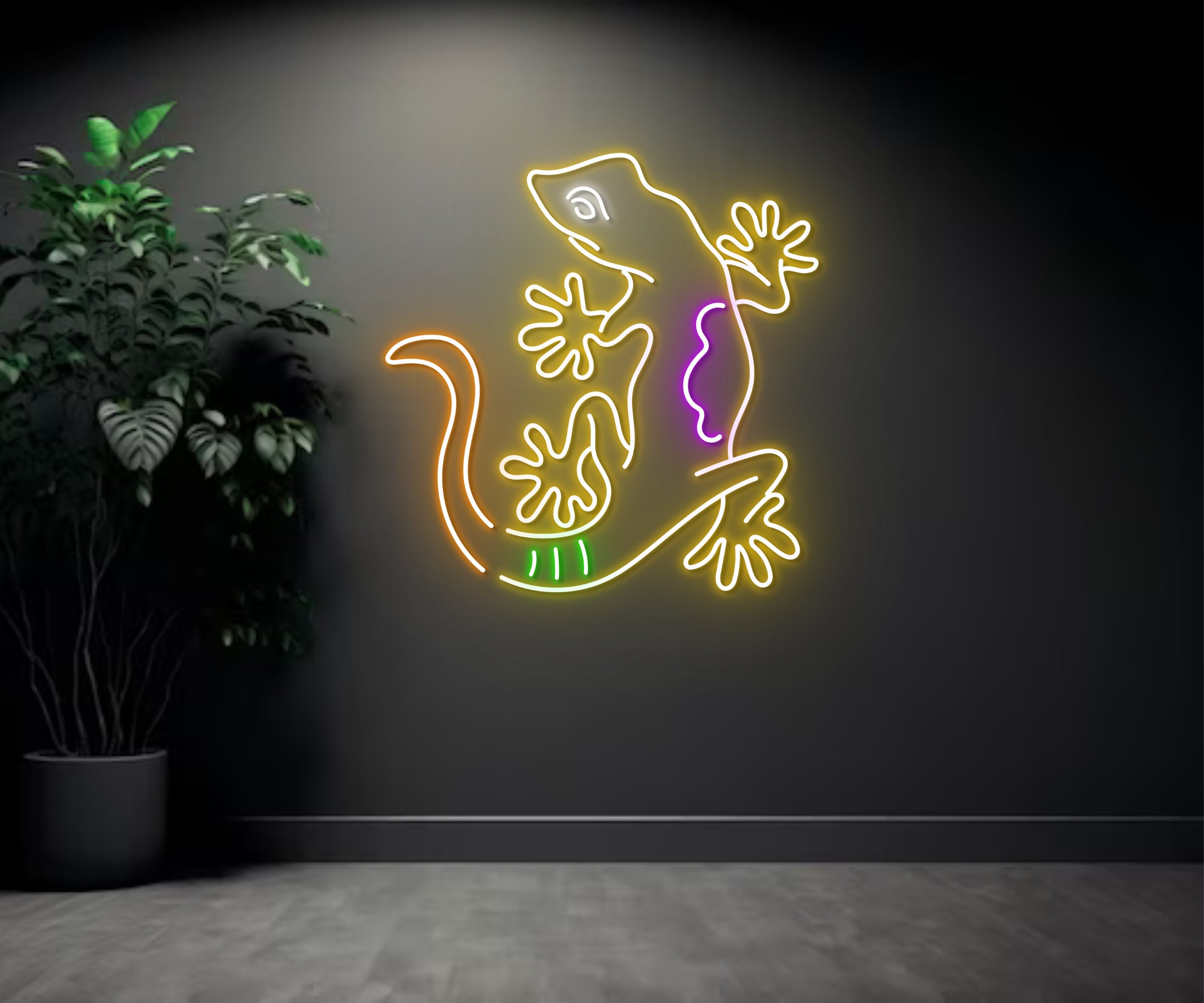 Colorful Lizard Neon Sign Animal Sign