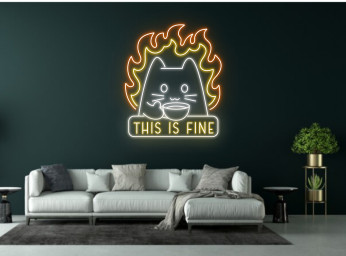 Chibi Cat Eat Soup Neon Sign