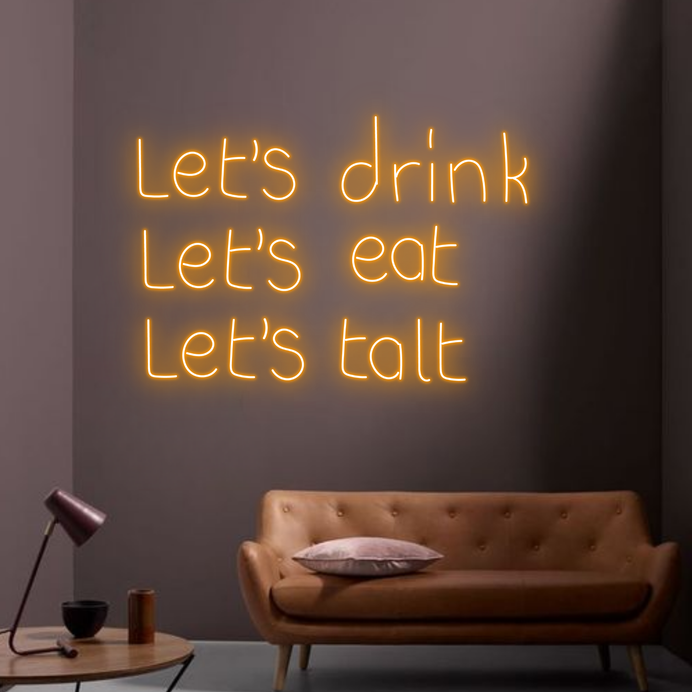 Let's Drink Let's Eat Let'sTalk Neon Sign Wall Art Decor
