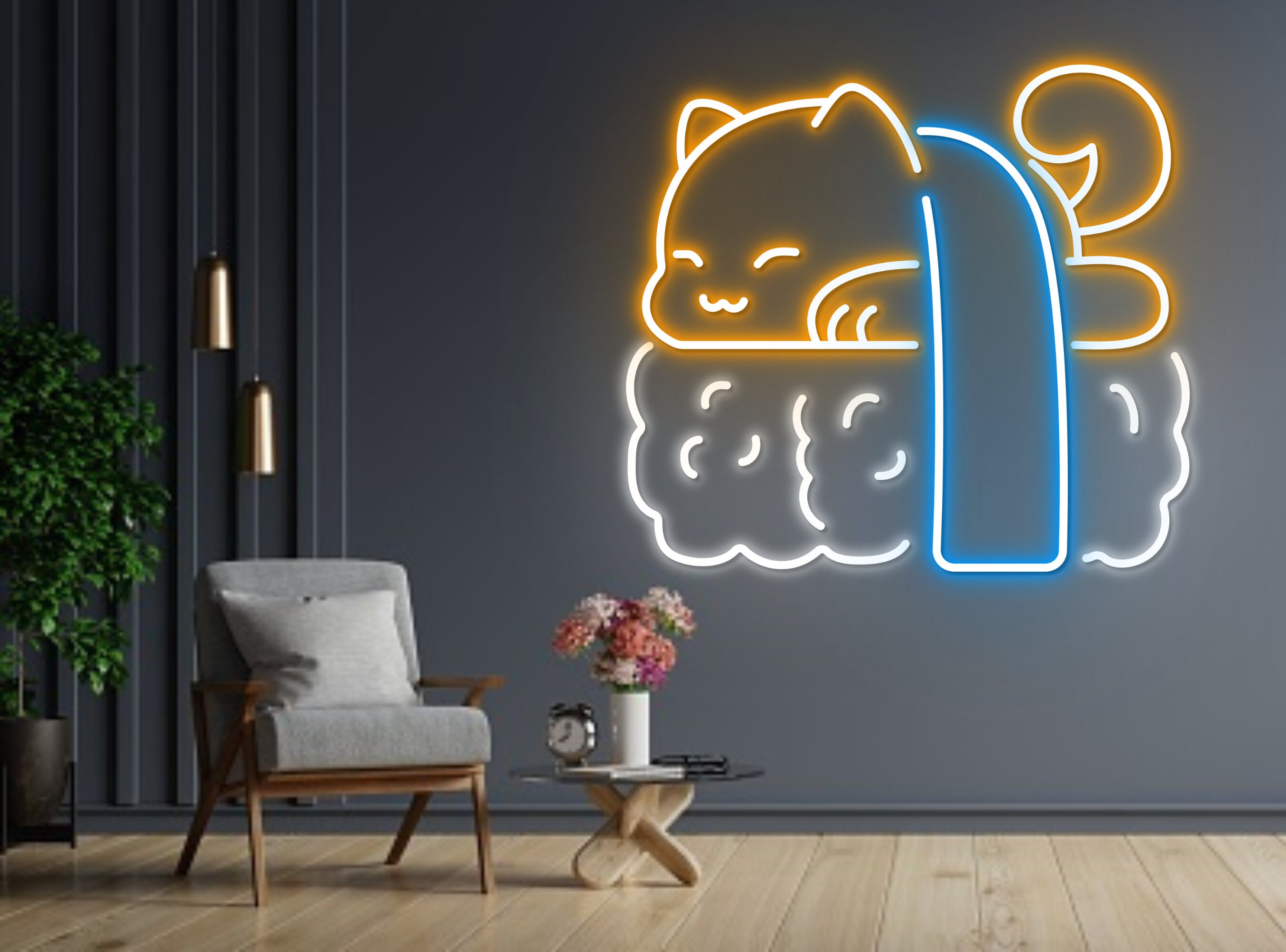 Chibi Dog On Sushi Neon Sign