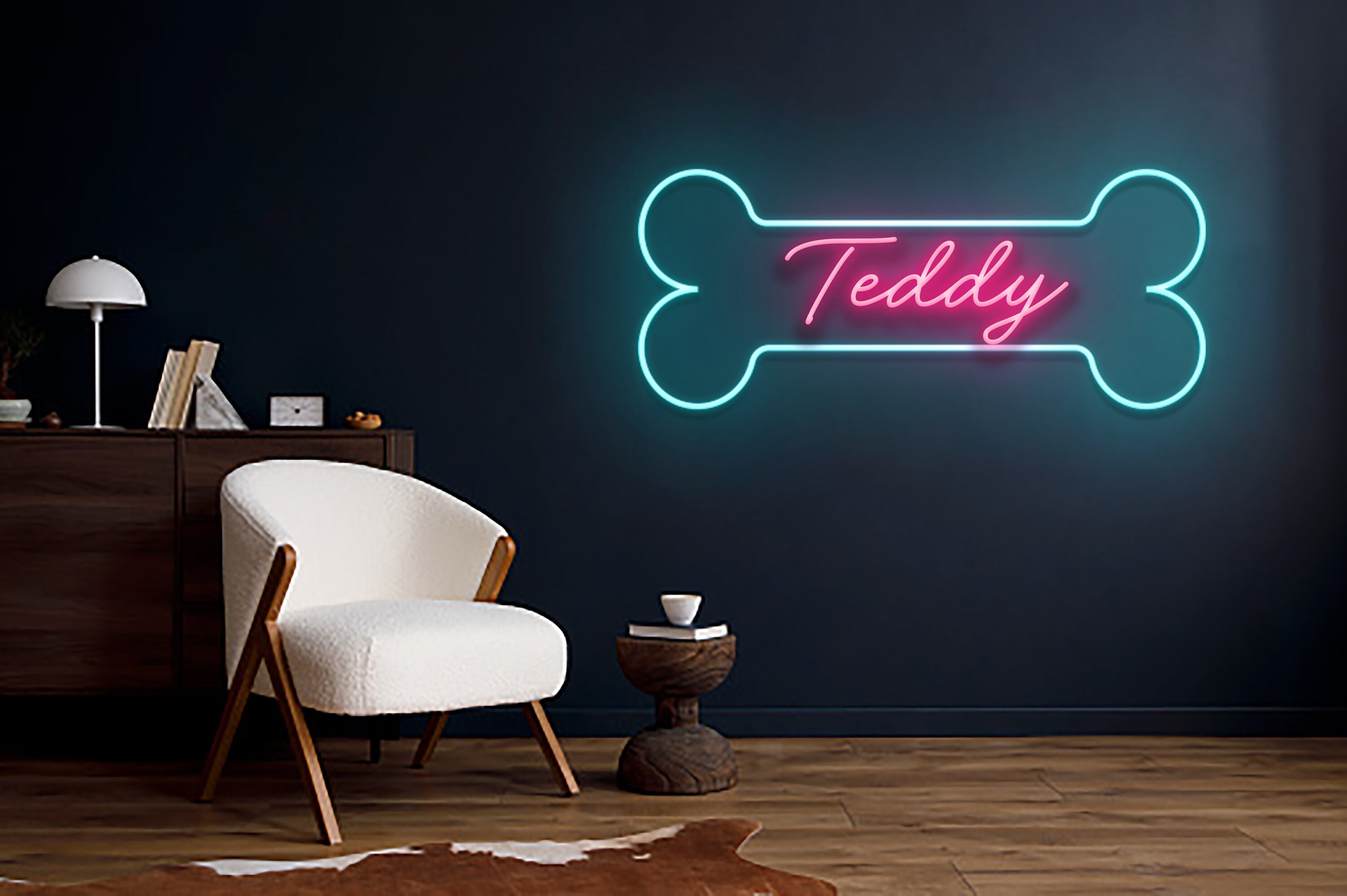 Custom Dog Bone Name Neon Sign