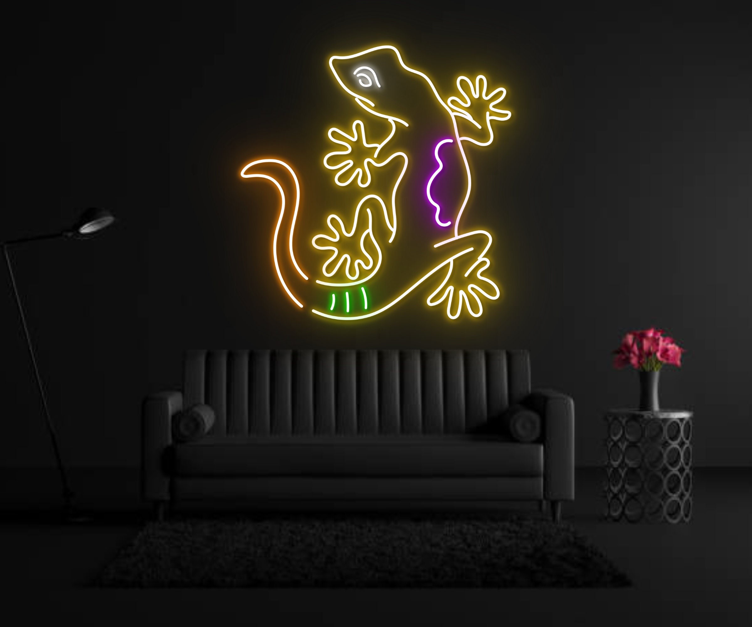 Colorful Lizard Neon Sign Animal Sign