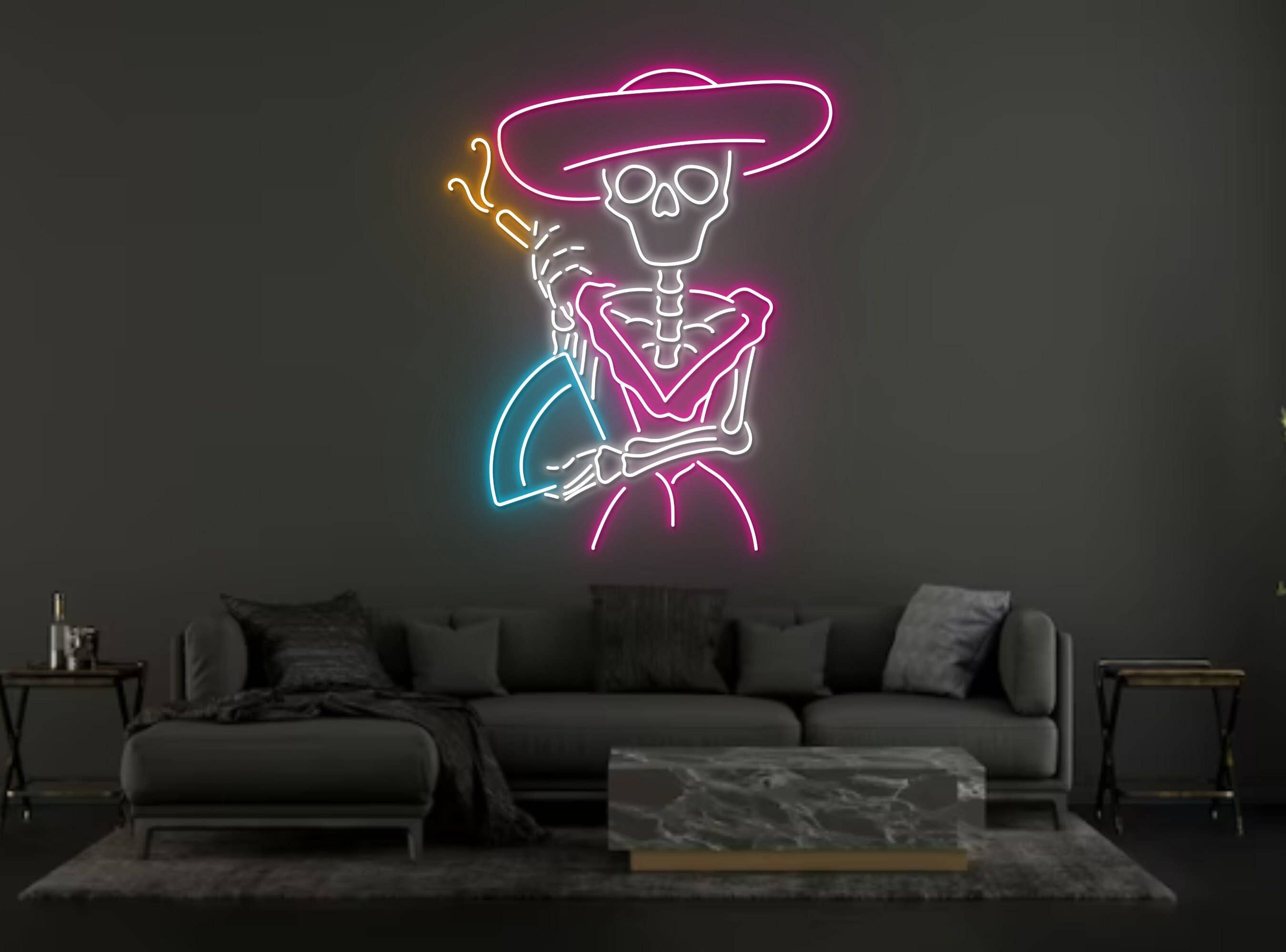Queen Calaveras Skull Neon Sign Halloween Wall Light Decor