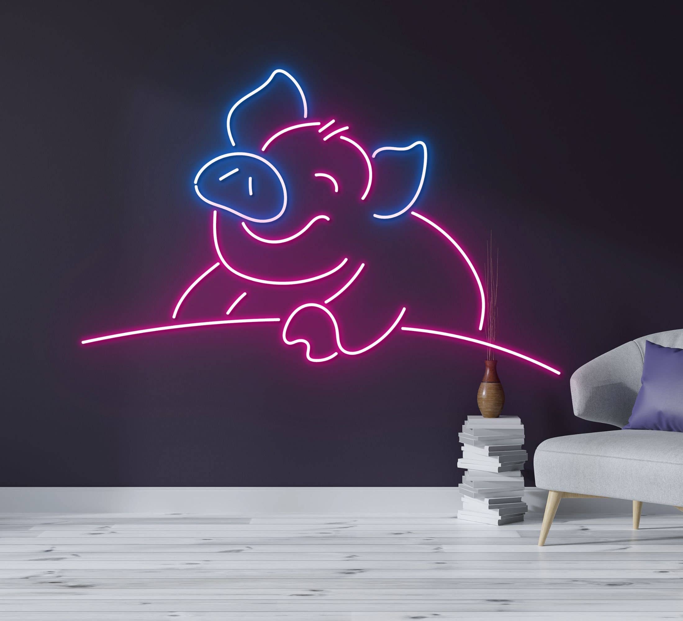 Cute Pig Neon Signs Animal Wall Decor Restaurant Decor
