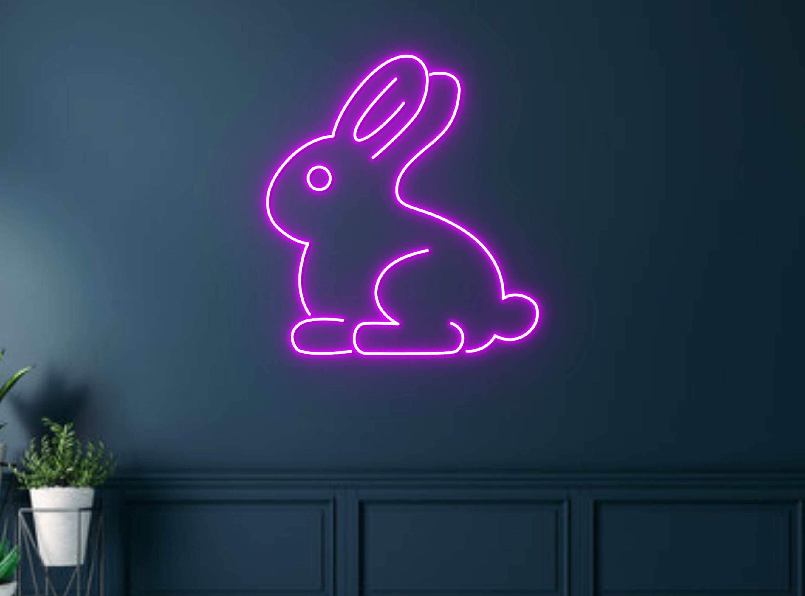 Cute Bunny Rabbit Neon Sign Hanging Sign Wall Art