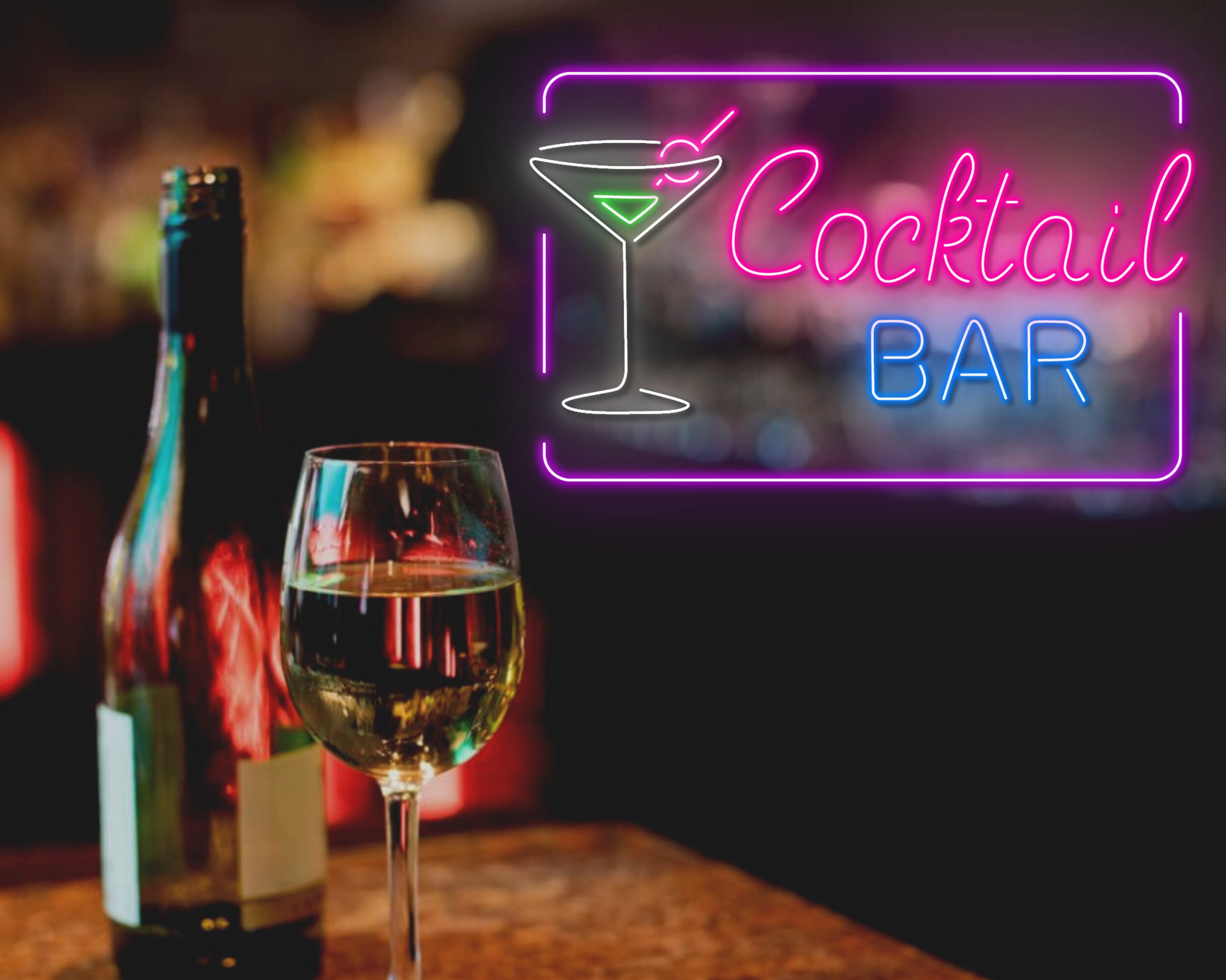 Cocktails Cup Bar Pub Neon Signs