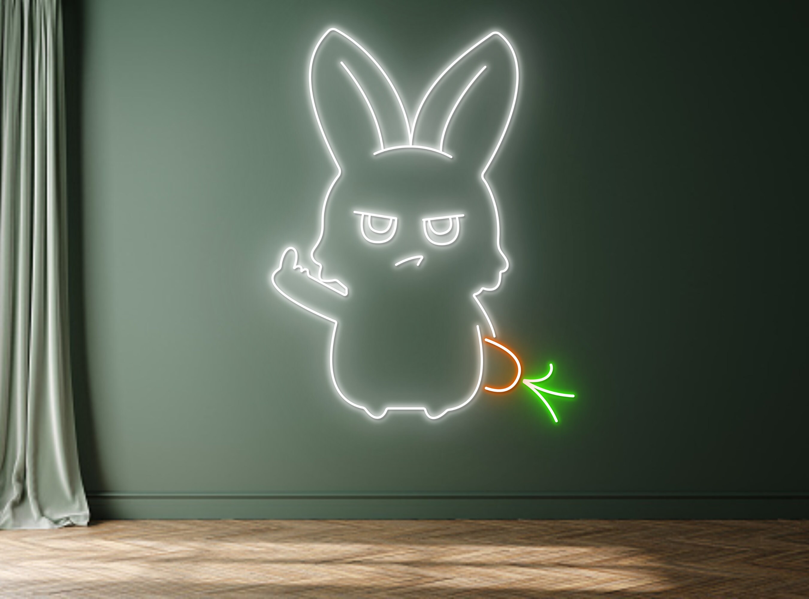 Angry Bunny Rabbit Neon Sign