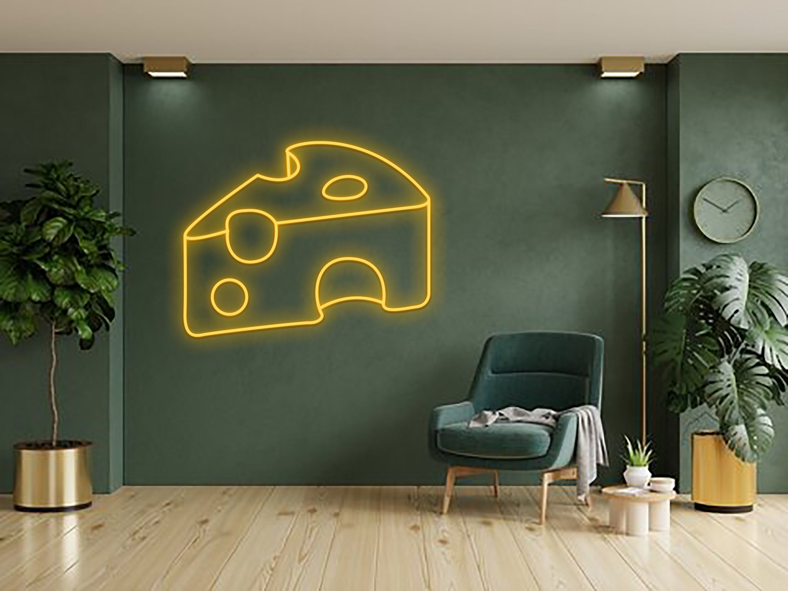 Cheese Line Art Neon Sign Kitchen Wall Art