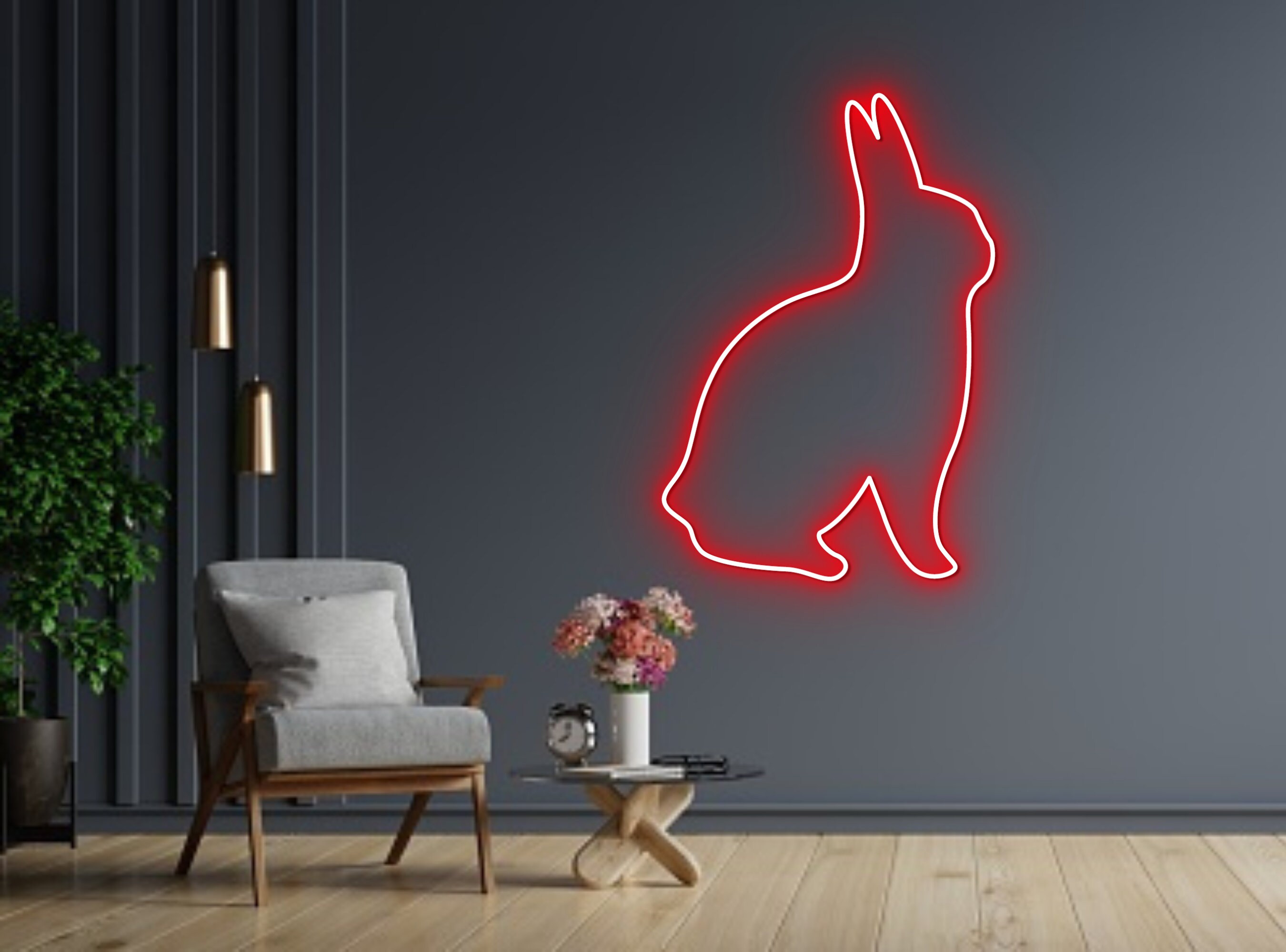 Cute Bunny Rabbit Neon Sign Wall Art Decor