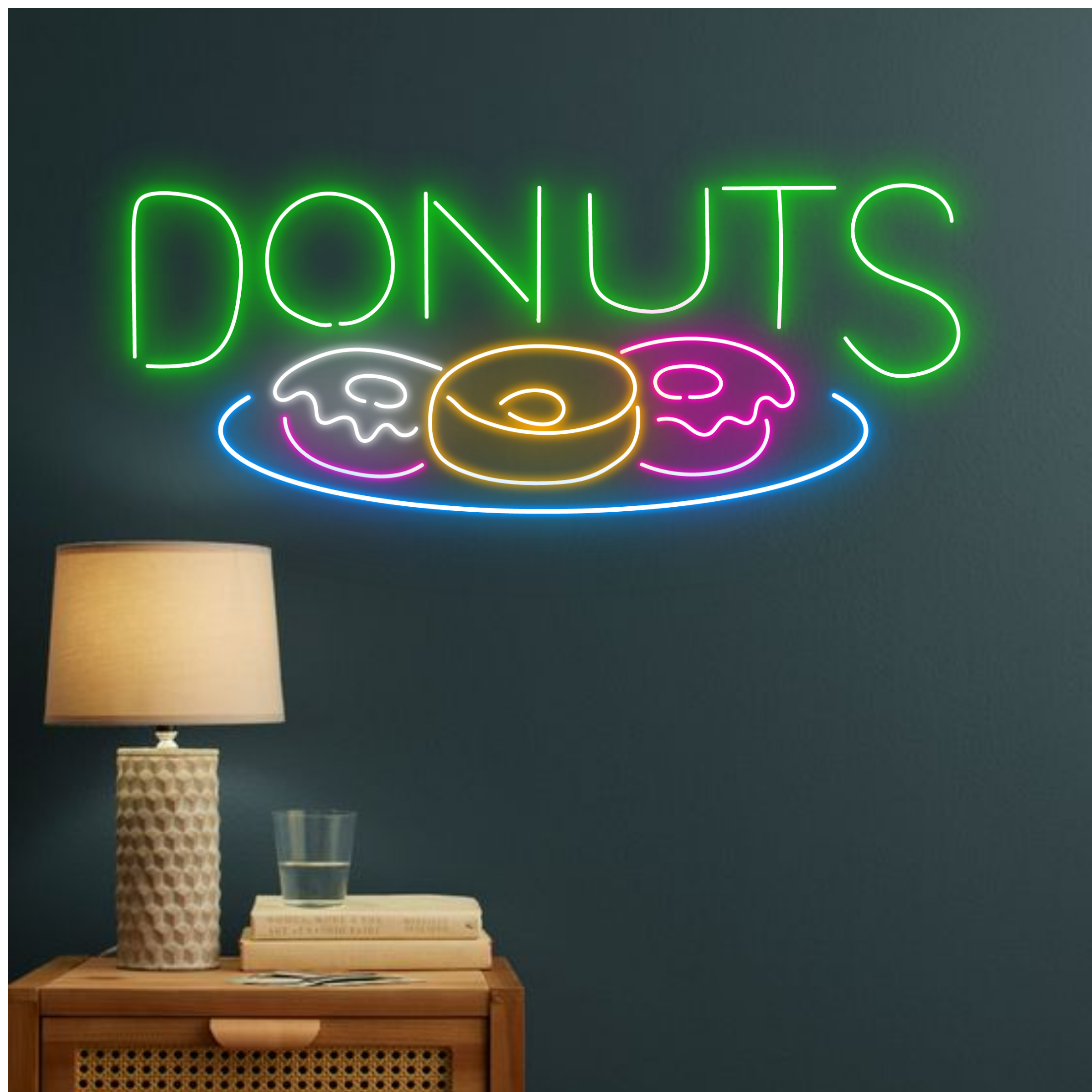 Donut Plate Neon Sign Bakery Donut Store Wall Art Decor