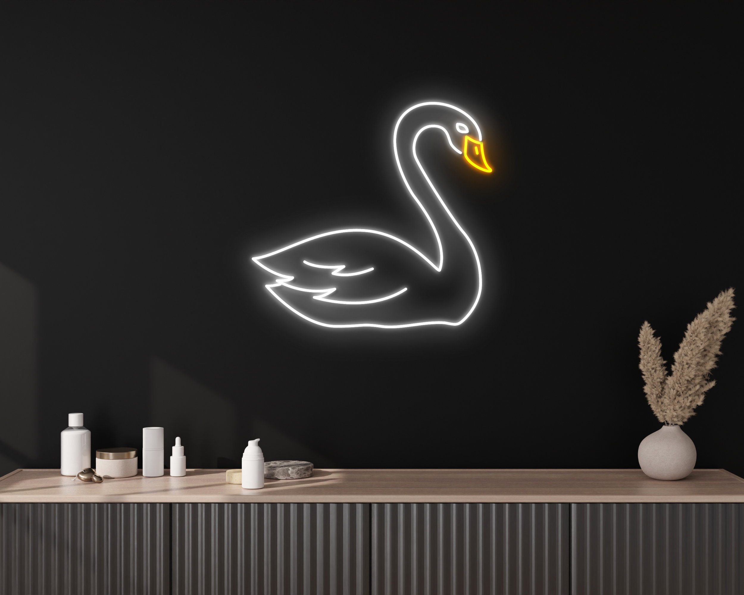 Swan Swimming Neon Sign