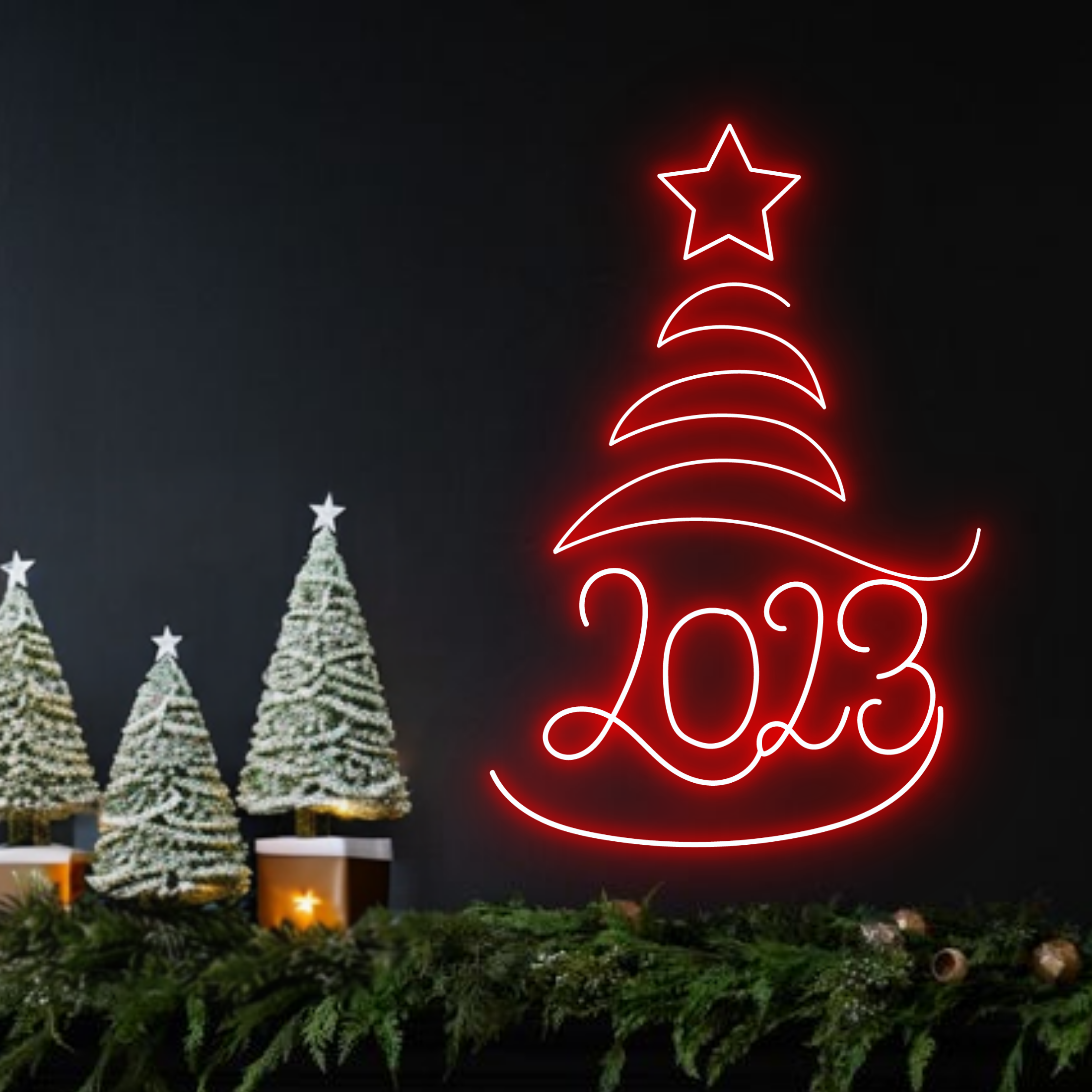 Christmas Tree 2023 Neon Signs Christmas and New Year Decor