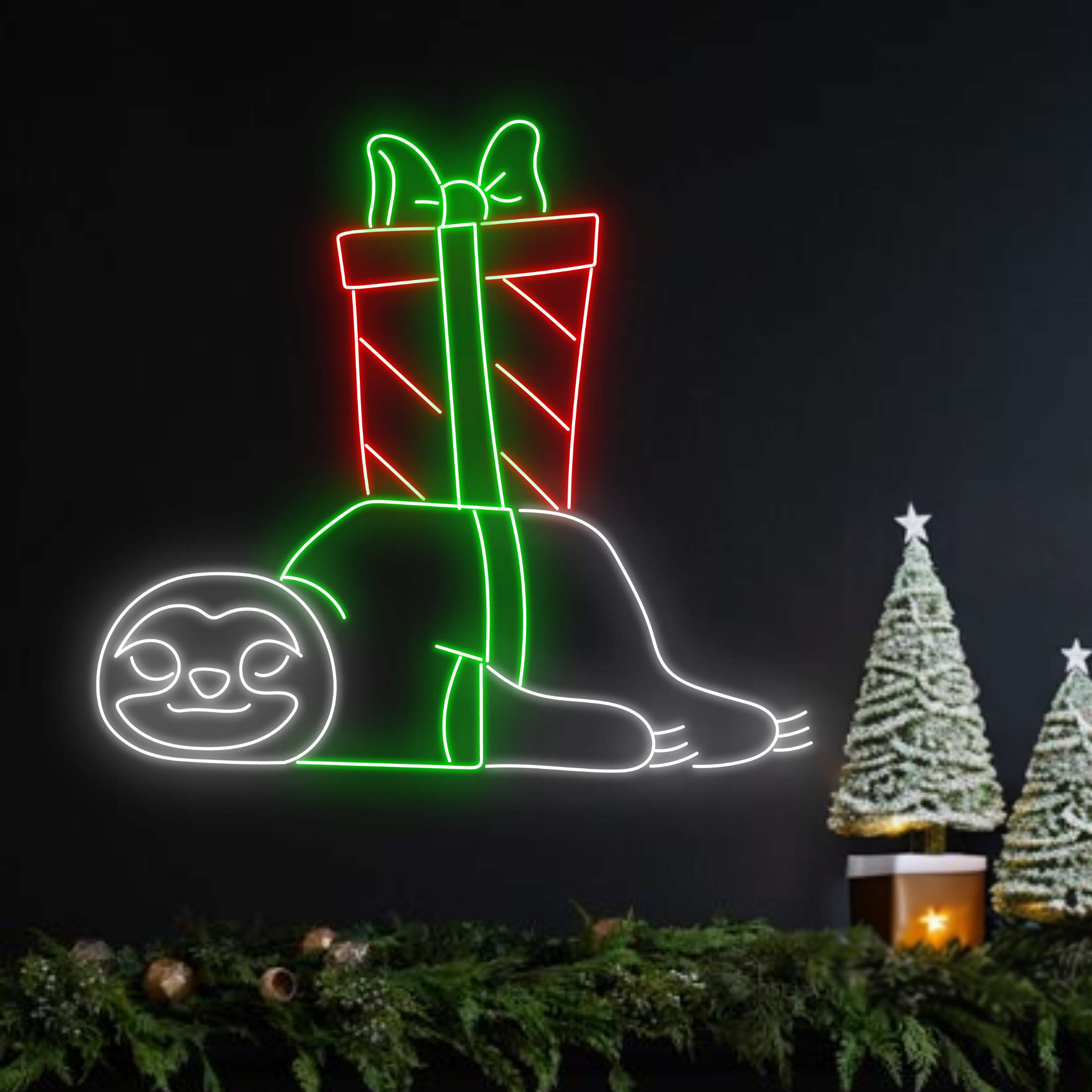 Lazy Sloth Christmas Gift Neon Sign Christmas Decoration