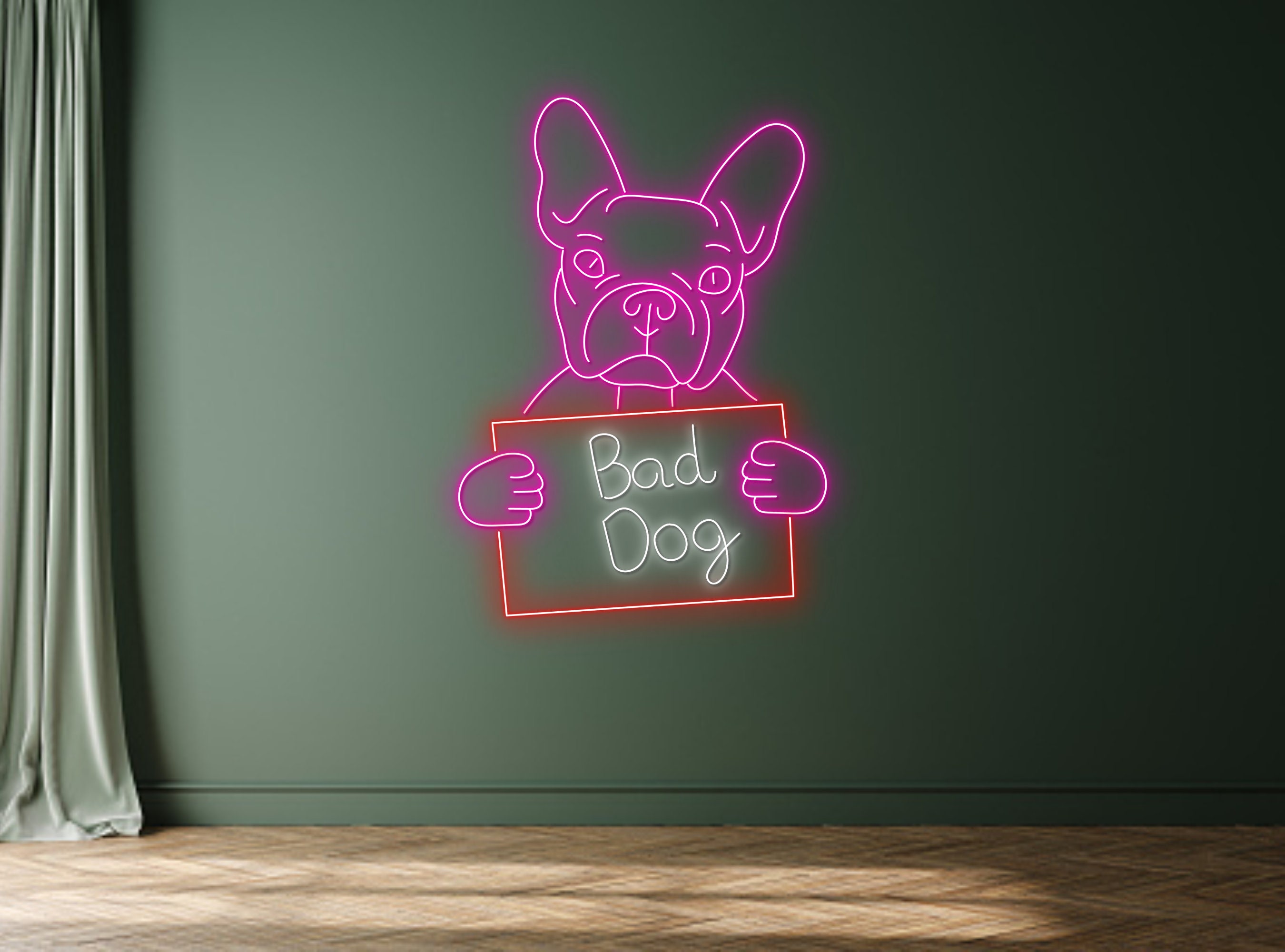 Prison Frenchie Dog Jailed Dog Neon Sign